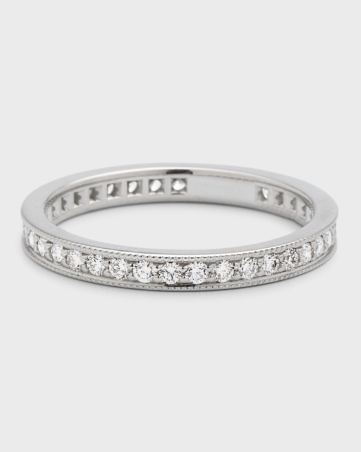 Neiman Marcus Diamonds Channel-Set Diamond Eternity Band Ring in 18K White Gold, Size 7, 0.56tcw