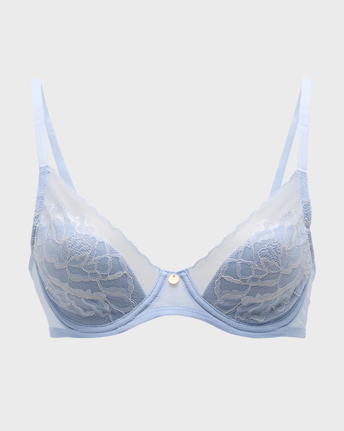 Natori Flora Underwire Contour Bra In Blue Mistivory