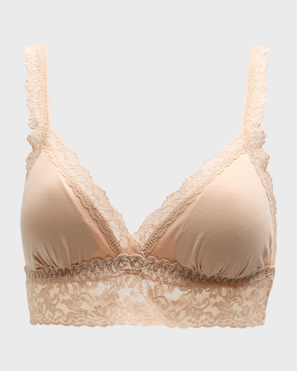 Hanky Panky Organic Cotton Padded Lace-trim Bralette In Chai