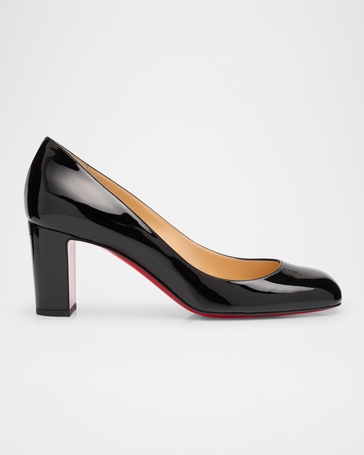 Christian Louboutin Cadrilla Patent Block heel Red Sole Pump In Black ModeSens