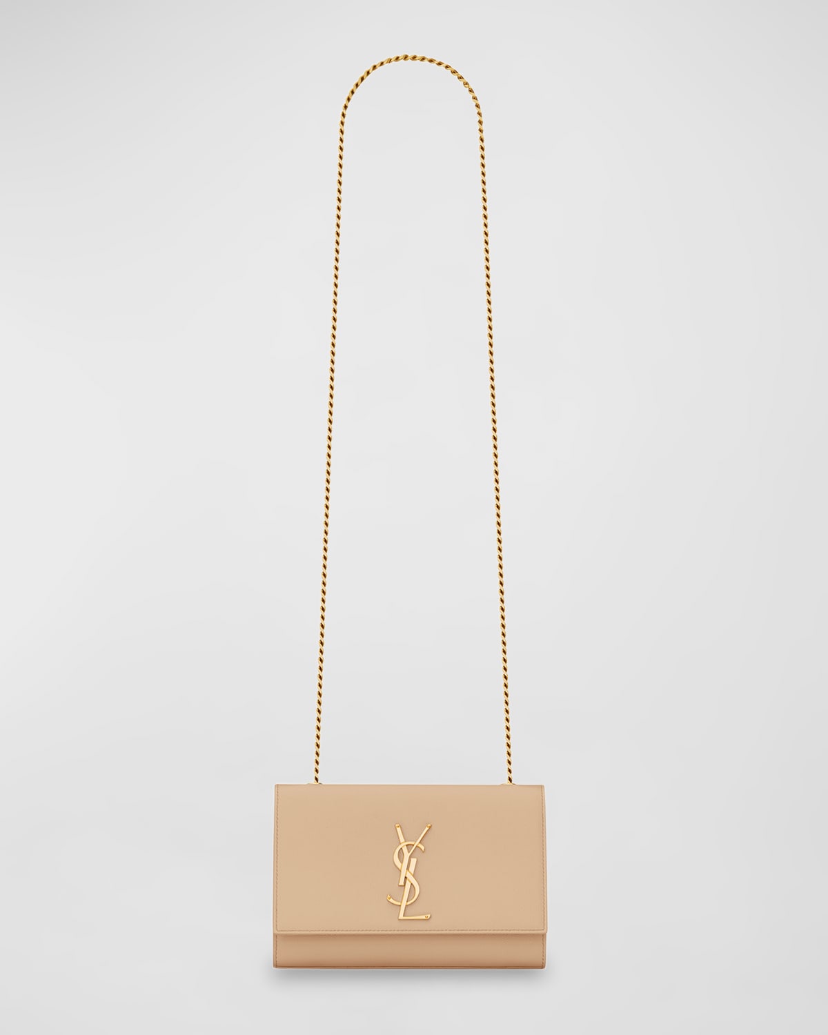 SAINT LAURENT KATE SMALL YSL MONOGRAM GRAIN DE POUDRE CROSSBODY BAG ON CHAIN