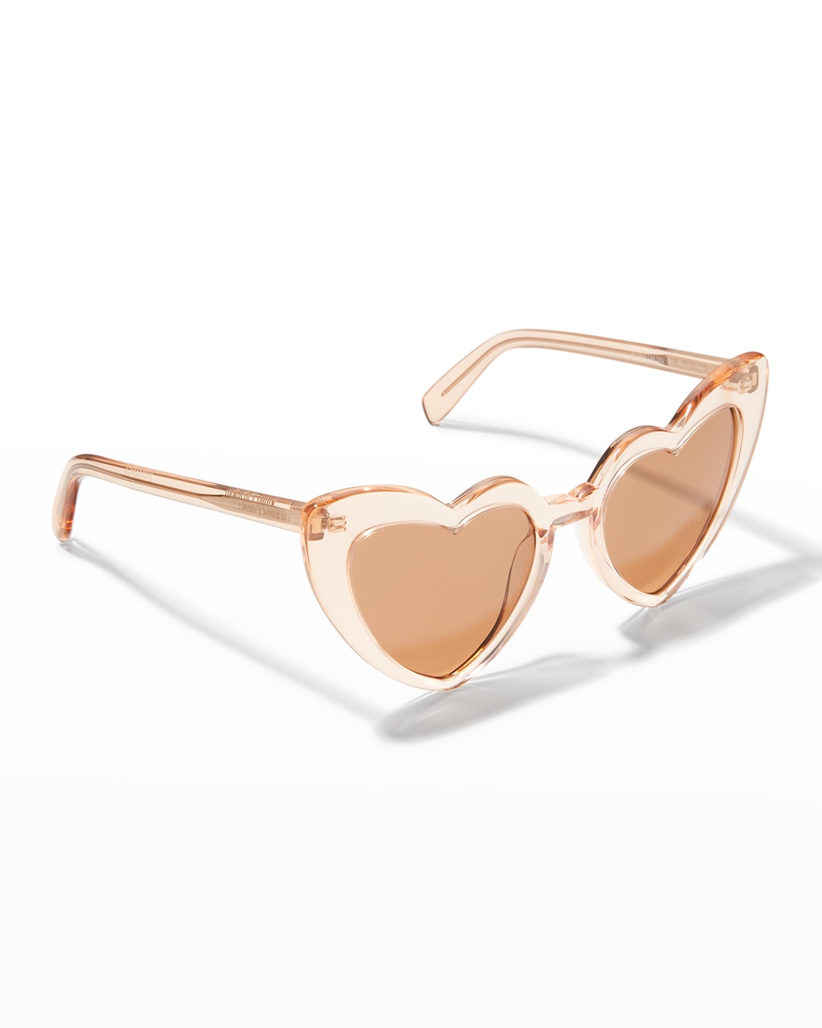 Saint Laurent Loulou Heart-shaped Acetate Sunglasses In Transparent