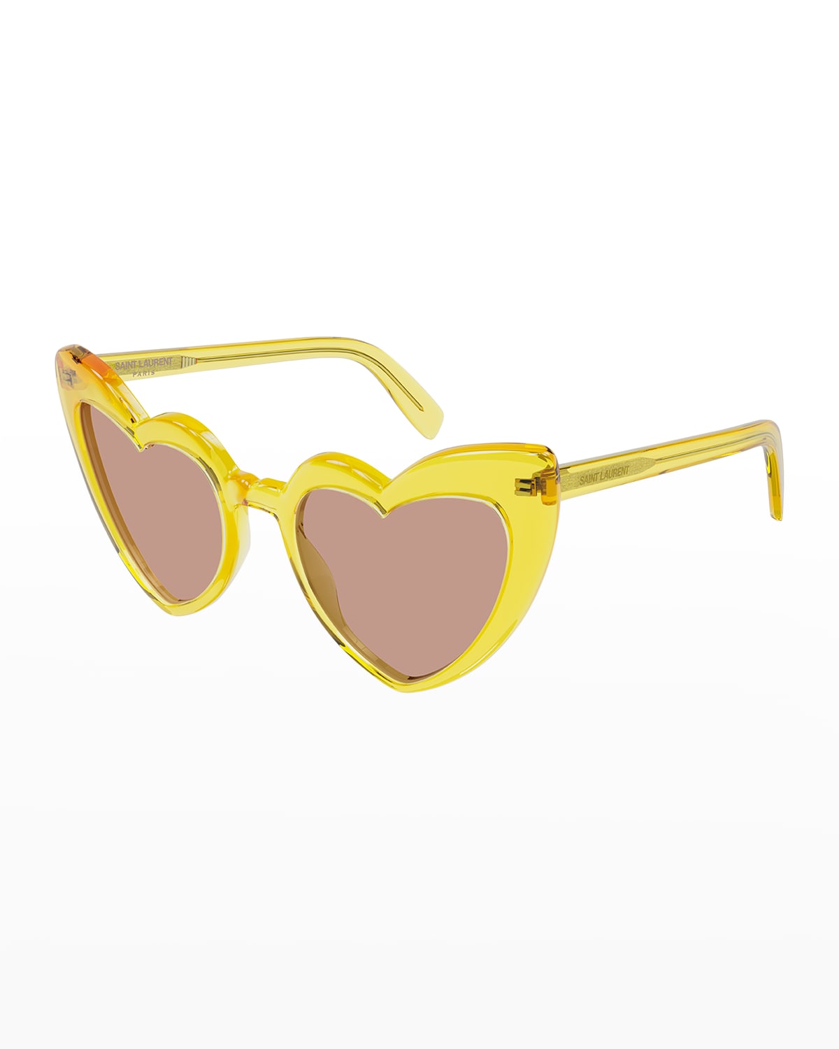 Saint Laurent Lou Lou Oversized Heart Sunglasses In 017 Transparent H