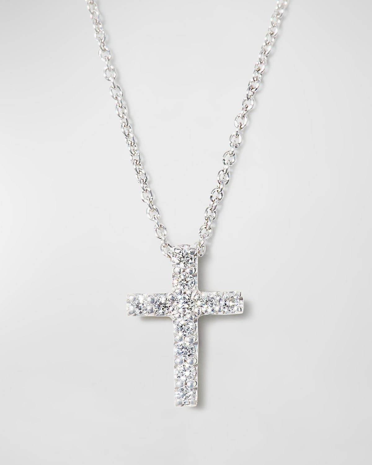 Roberto Coin 18k Small Diamond Cross Pendant Necklace In White Gold