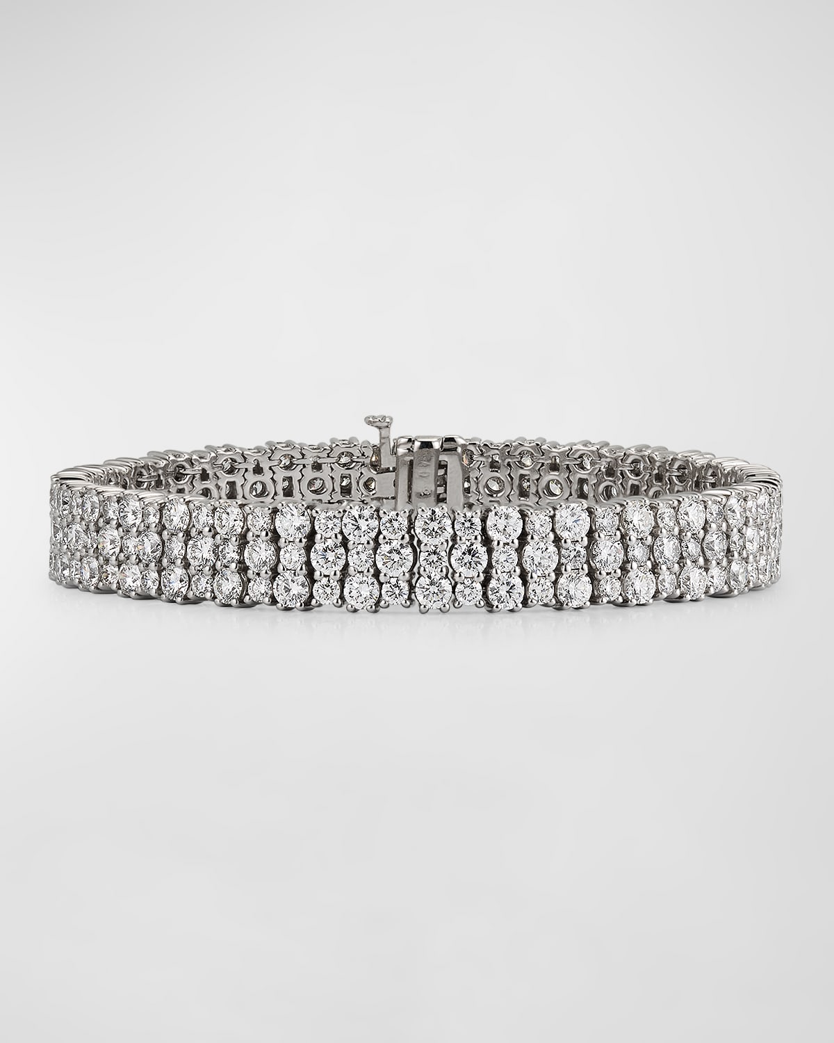 18K White Gold Diamond 3 Row Line Bracelet