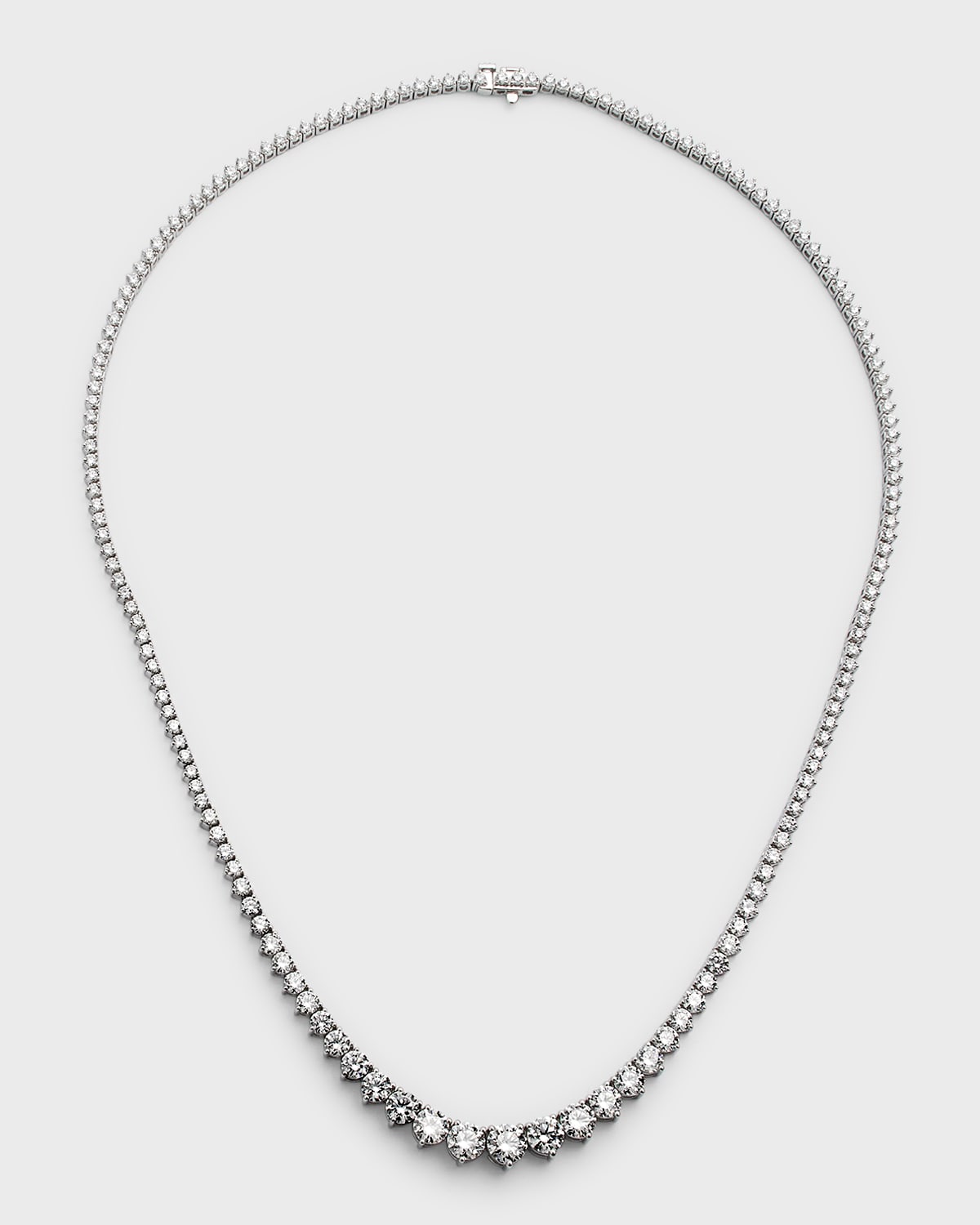 Neiman Marcus Diamonds 18k White Gold Graduated Diamond Tennis Necklace, 10.17tcw