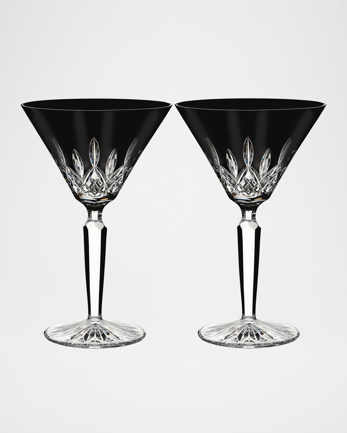 Waterford Crystal Set Of 2 Lismore Black Martini Glasses In Black