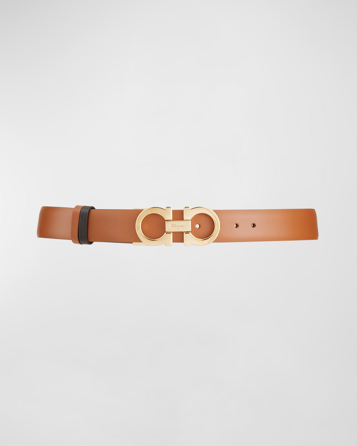 Ferragamo Reversible Leather Gancini Belt In Gold