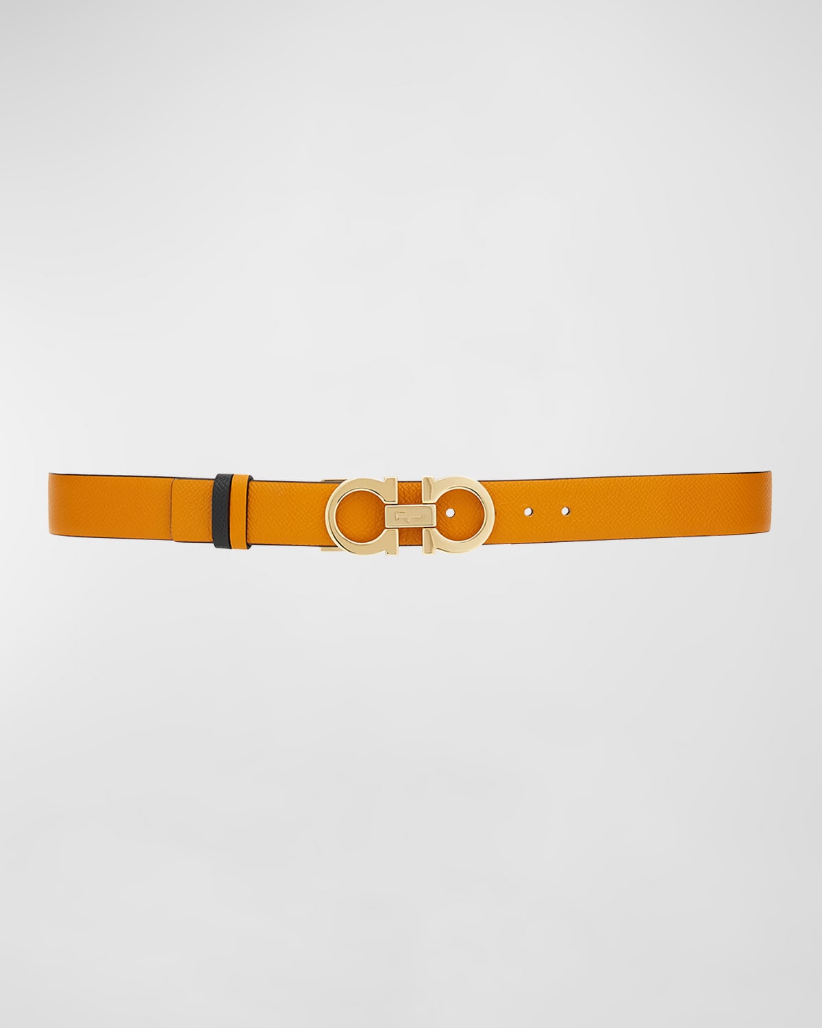 Ferragamo Gancini Buckle Reversible Leather Belt In Orange