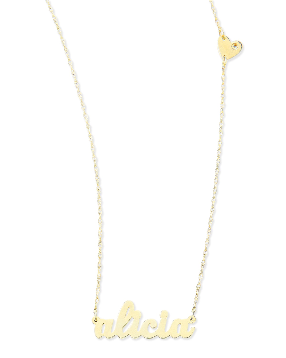 Jennifer Zeuner Abigail-Style Personalized Name Necklace with Diamond Heart