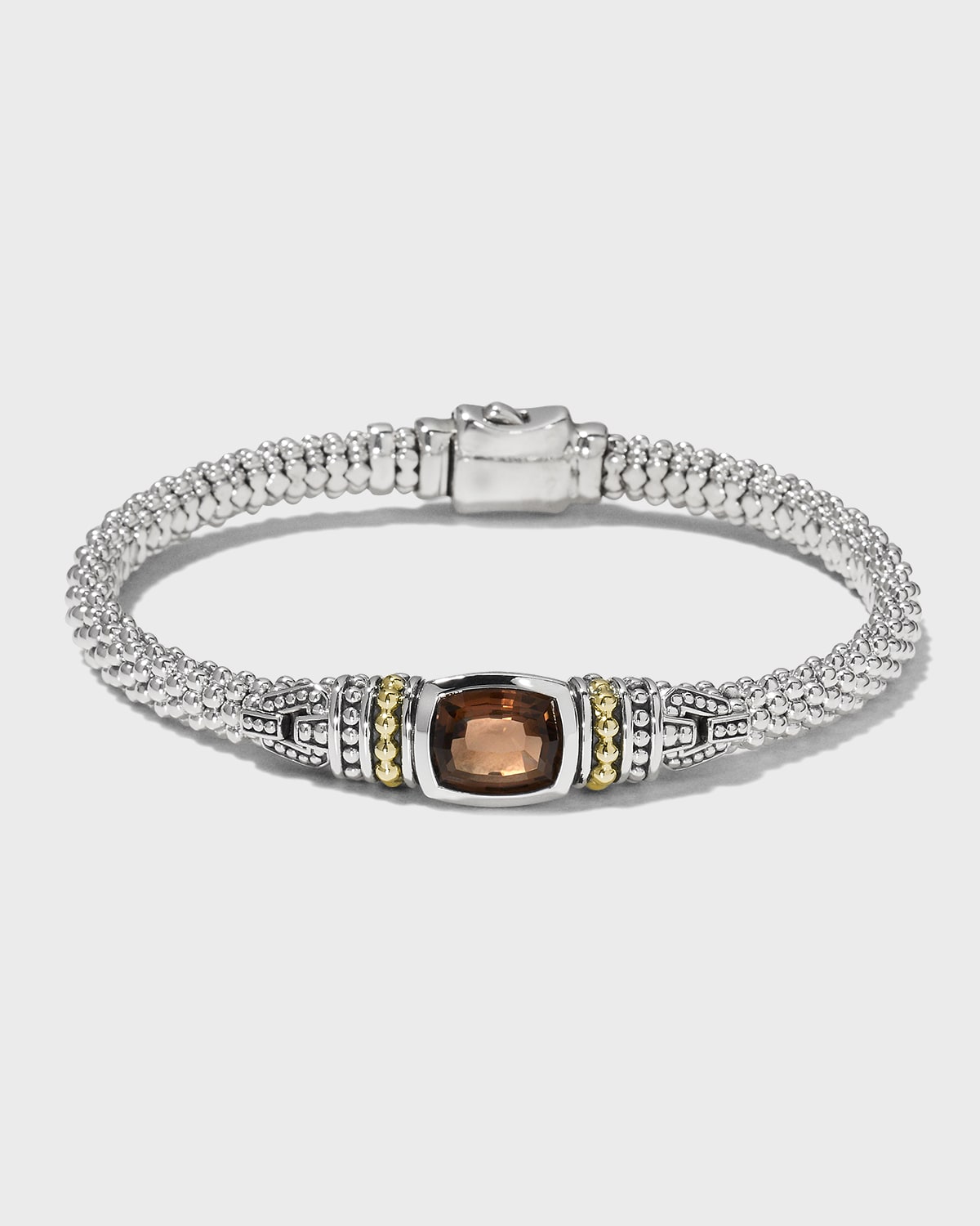 Lagos 18k Gold And Sterling Silver Caviar Color Bracelet With Smoky Quartz In Smoky Quartz