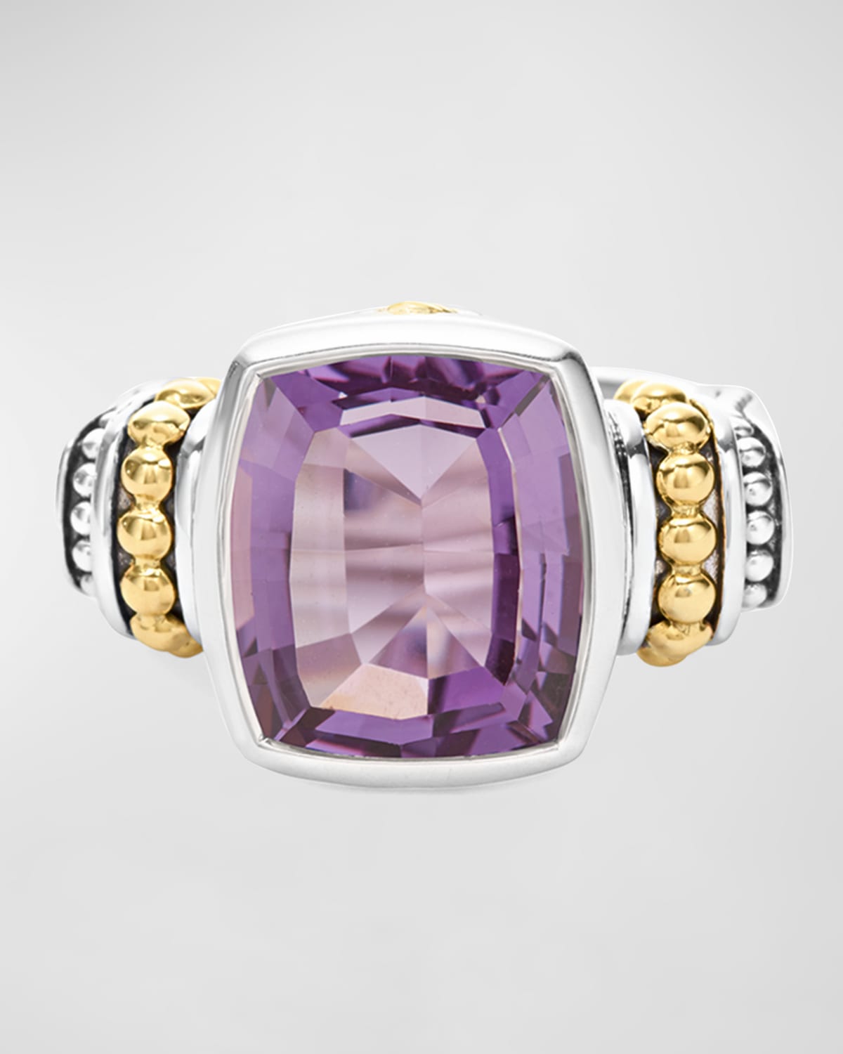 Lagos 18k Gold And Sterling Silver Caviar Color Small Amethyst Ring In Amethyst