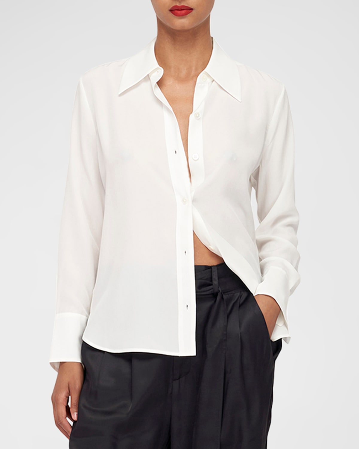 Shop Equipment Essential Long-sleeve Silk Shirt In Bright White