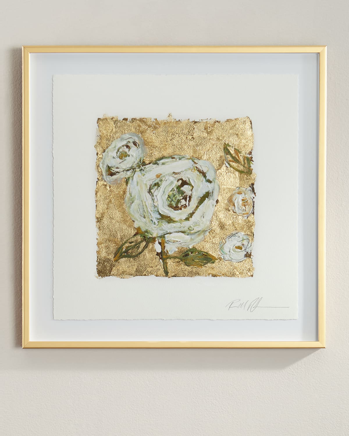 Gold and Roses Giclee on Paper Wall Art
