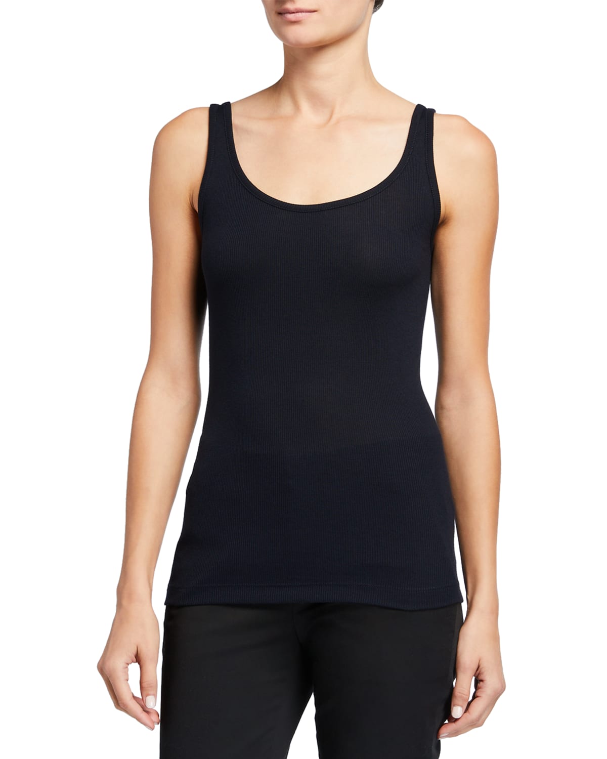 Vince Ribbed-knit Sleeveless Tank Top In Coastal