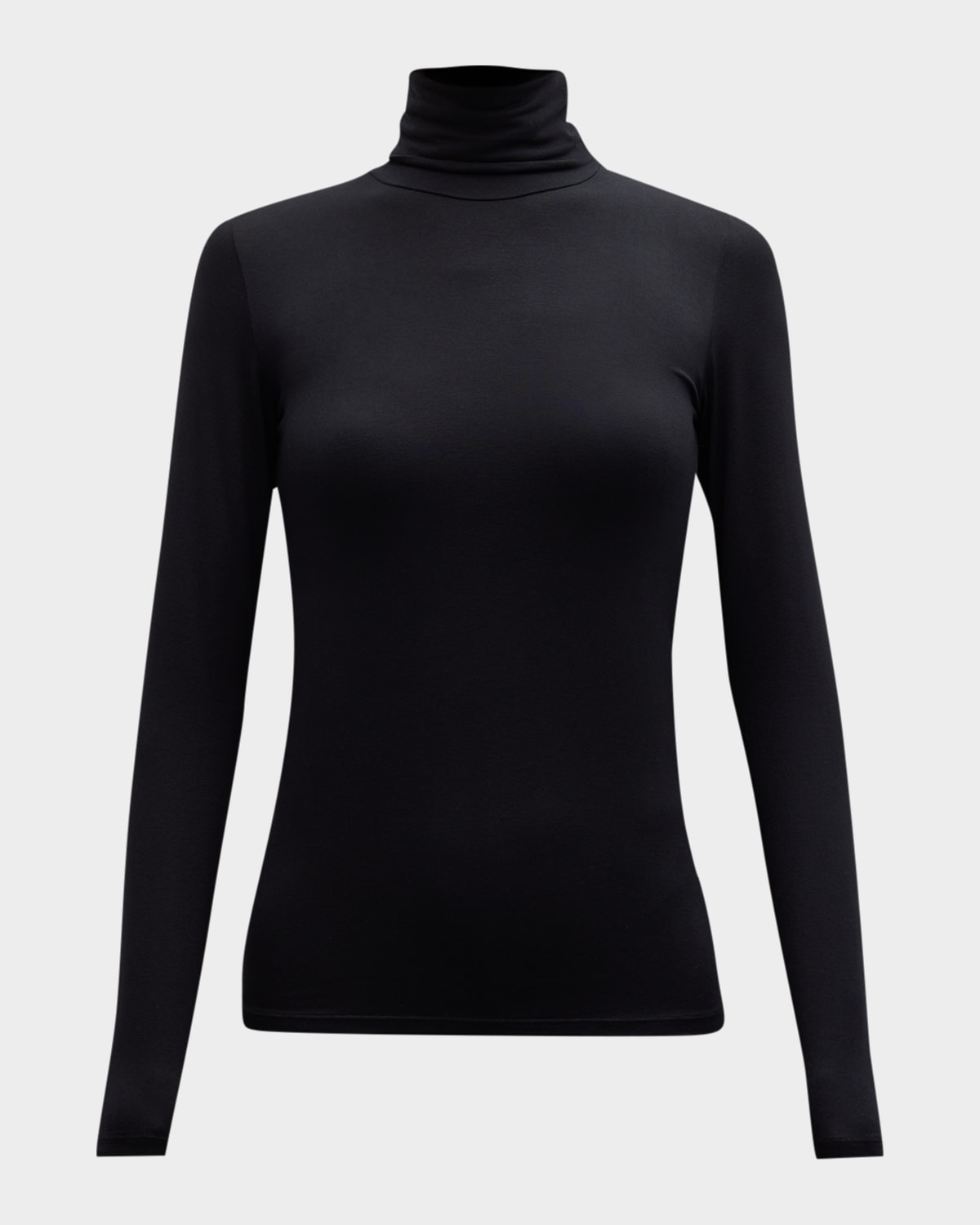 Majestic Cotton-cashmere Long Sleeve Turtleneck Top In Black