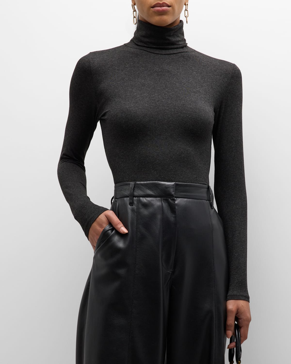 Majestic Soft Touch Long-sleeve Turtleneck In Anthracite
