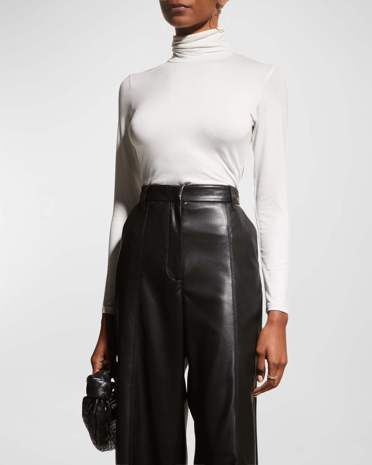 Shop Majestic Soft Touch Long-sleeve Turtleneck In Milk