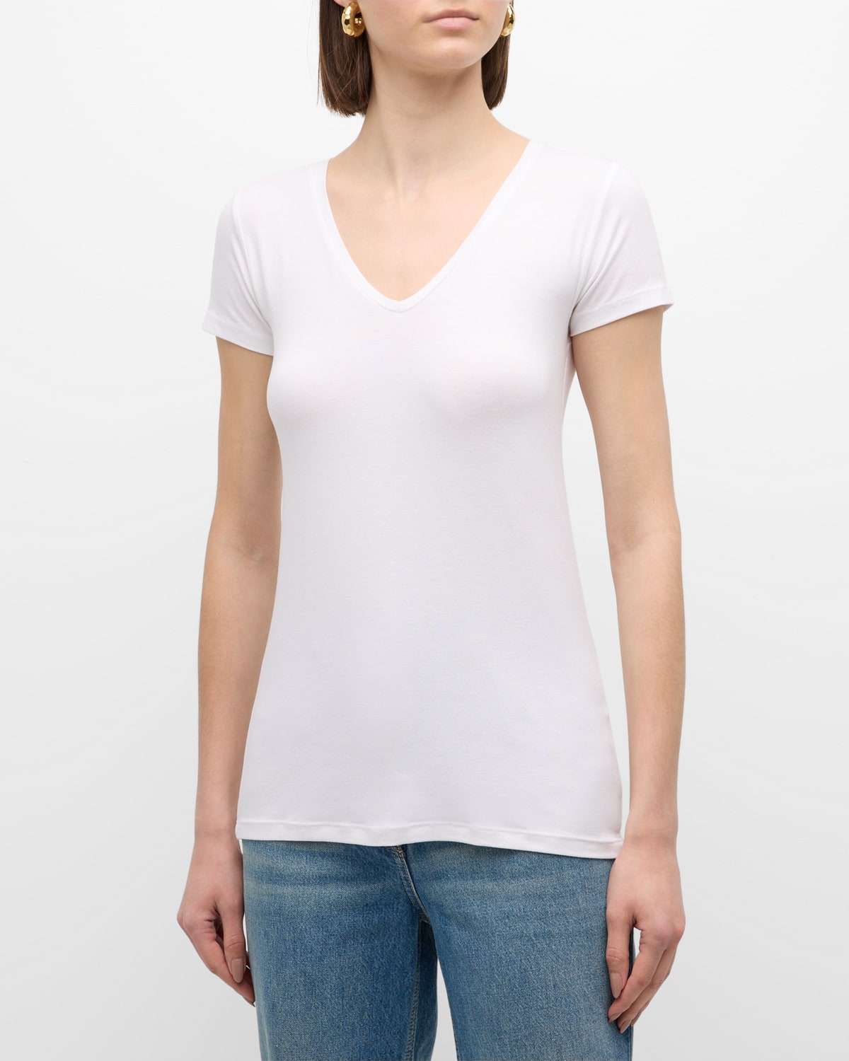 Shop Majestic Soft Touch Short-sleeve V-neck Tee In White