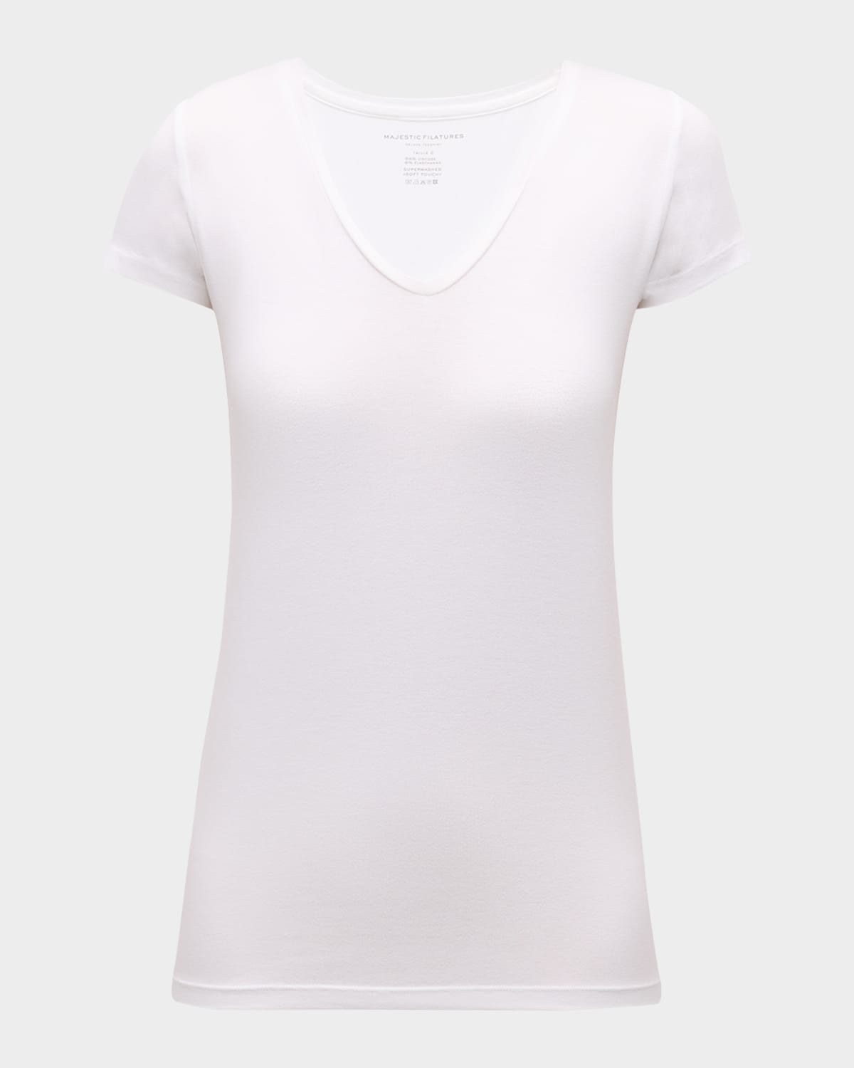 Majestic Soft Touch Short-sleeve V-neck Tee In White