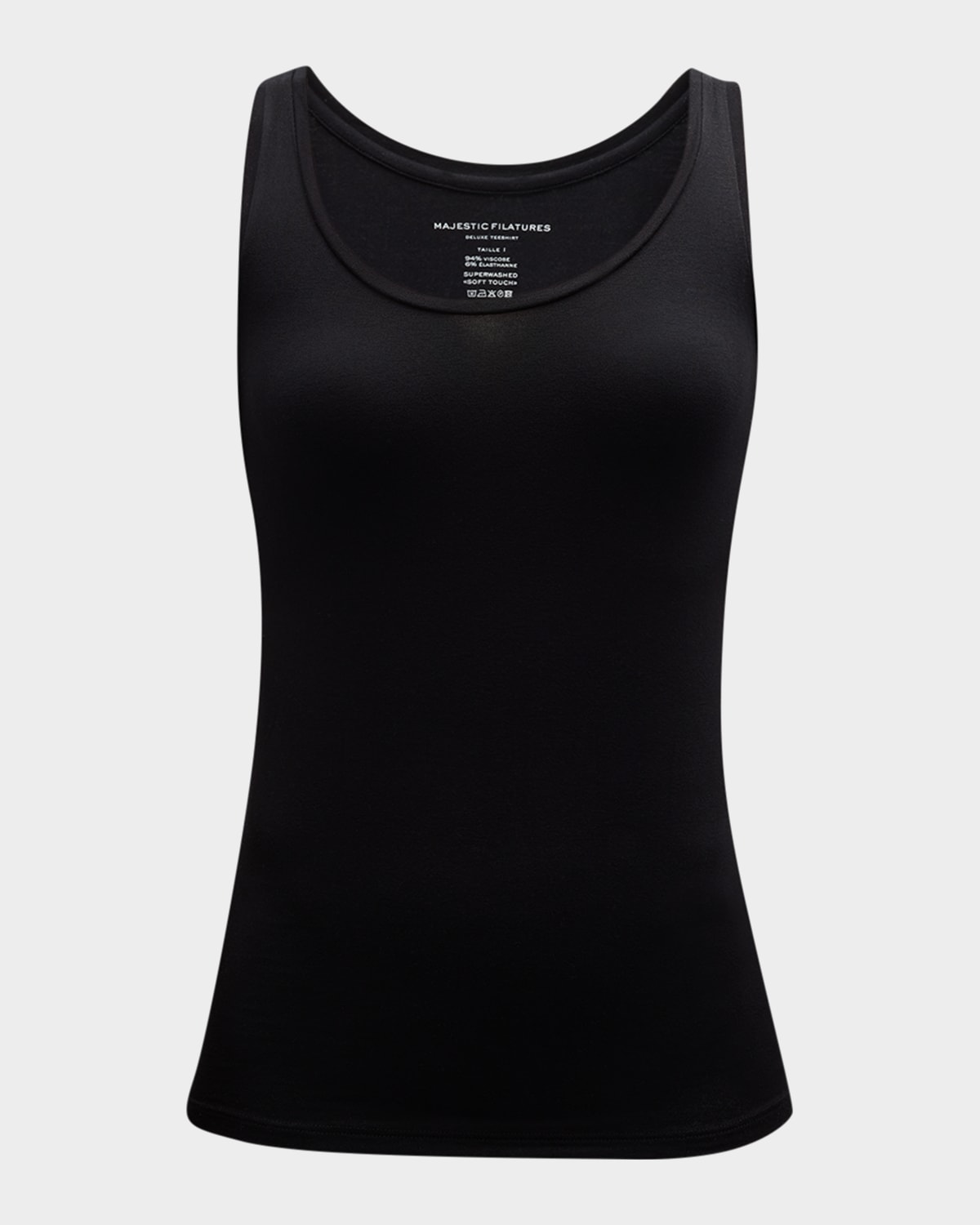 Majestic Soft Touch Metallic Tank Top In Black