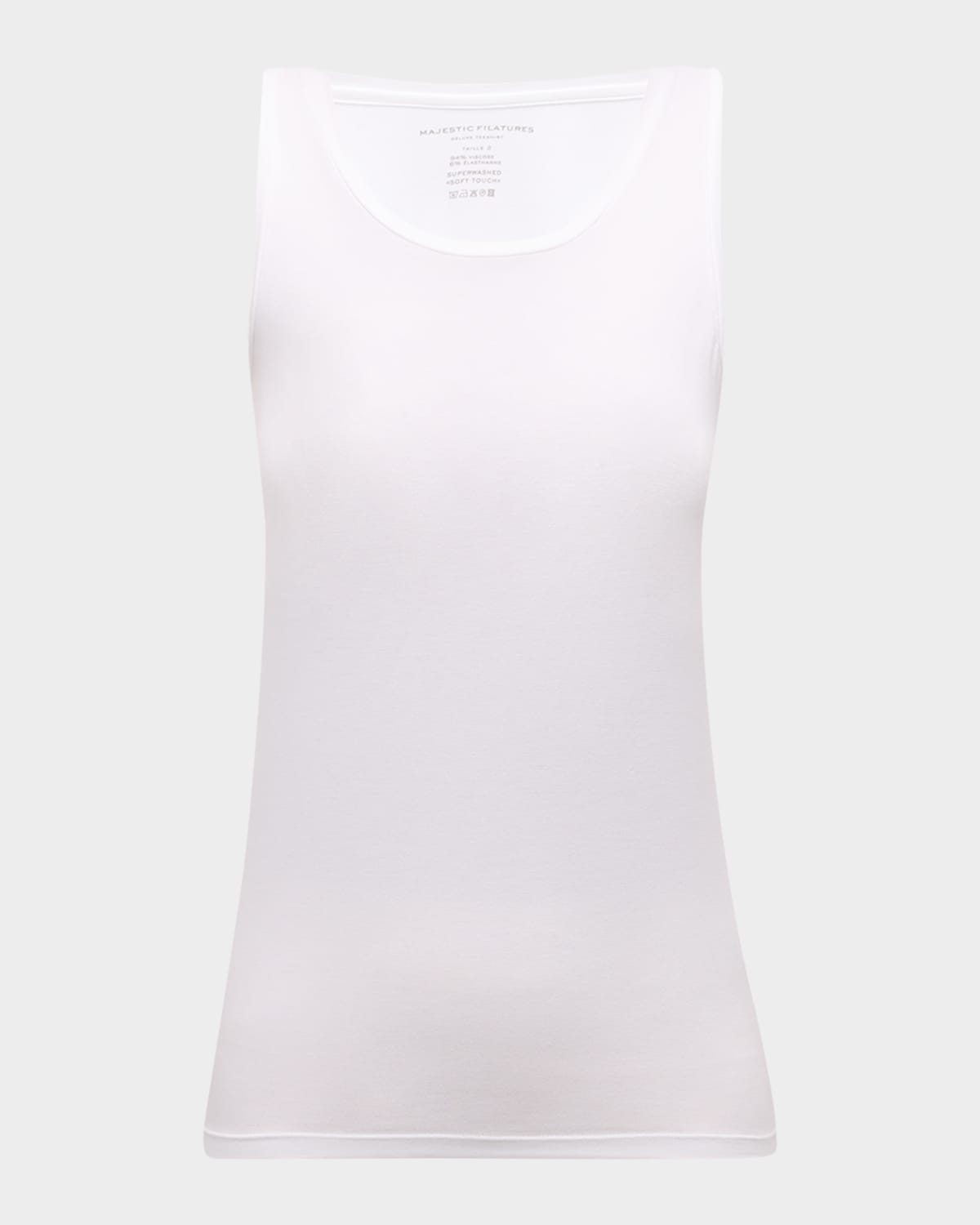 Majestic Basic Soft Touch Scoop-neck Tank In White