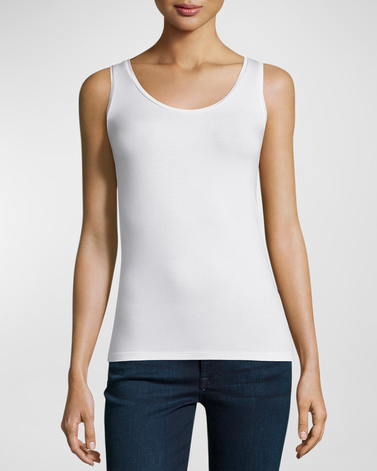 Majestic Basic Soft Touch Scoop-neck Tank In Milk
