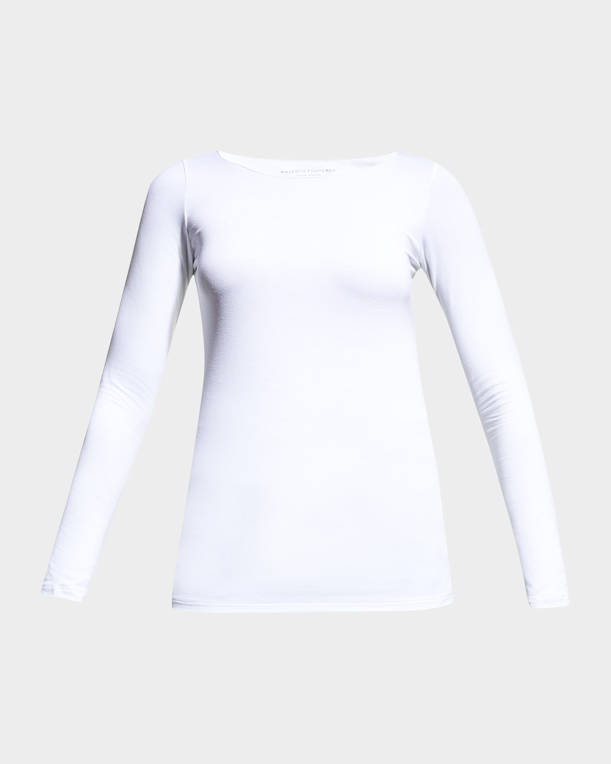 Majestic Soft Touch Marrow-edge Long-sleeve Top In White