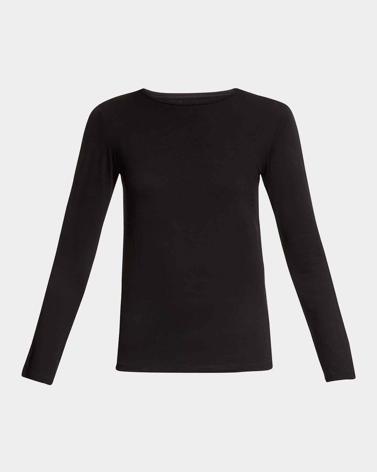Majestic Hand Dyed Longsleeve Crew With Back Pleat In Black