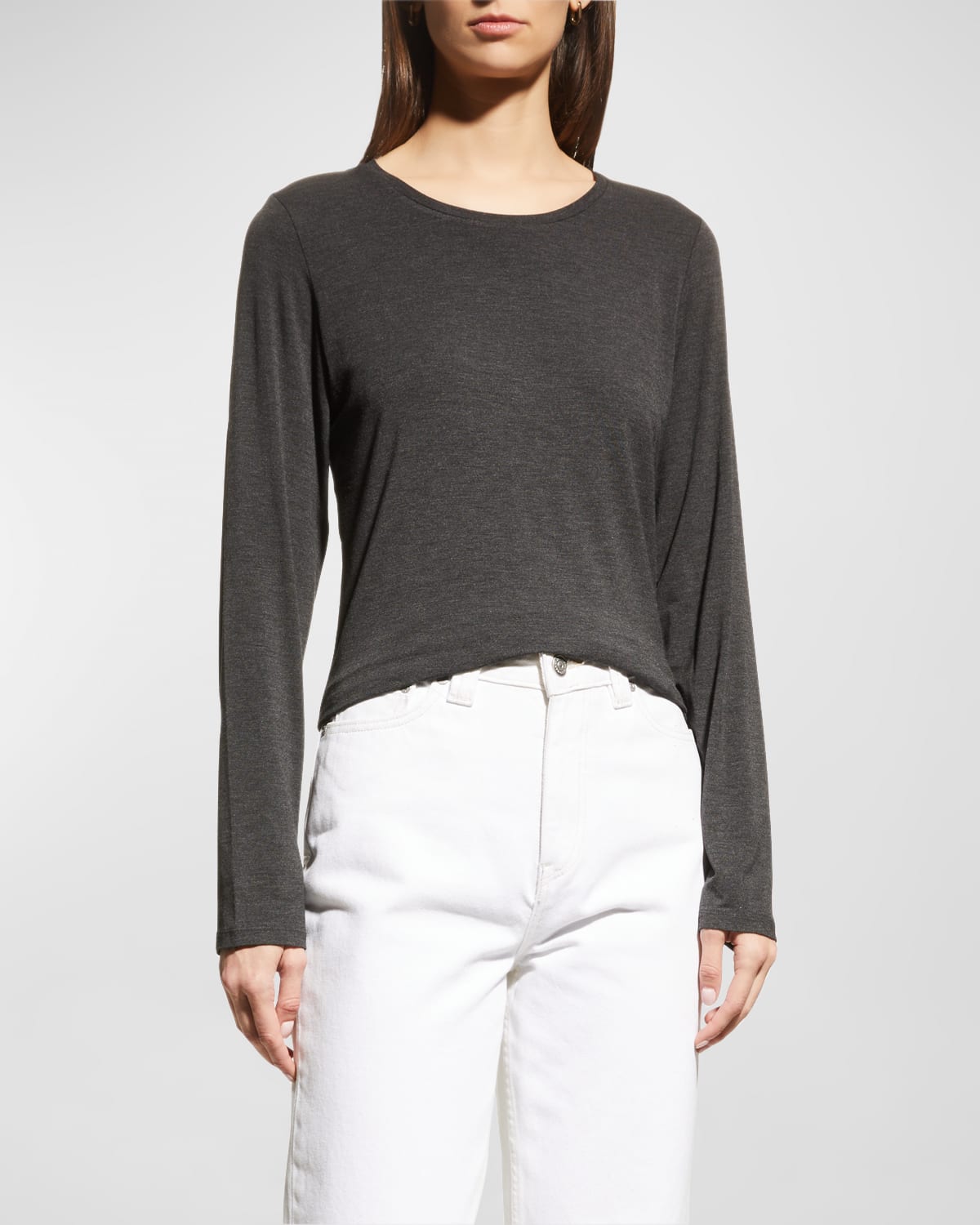 Majestic Soft Touch Crewneck Top In Anthracite