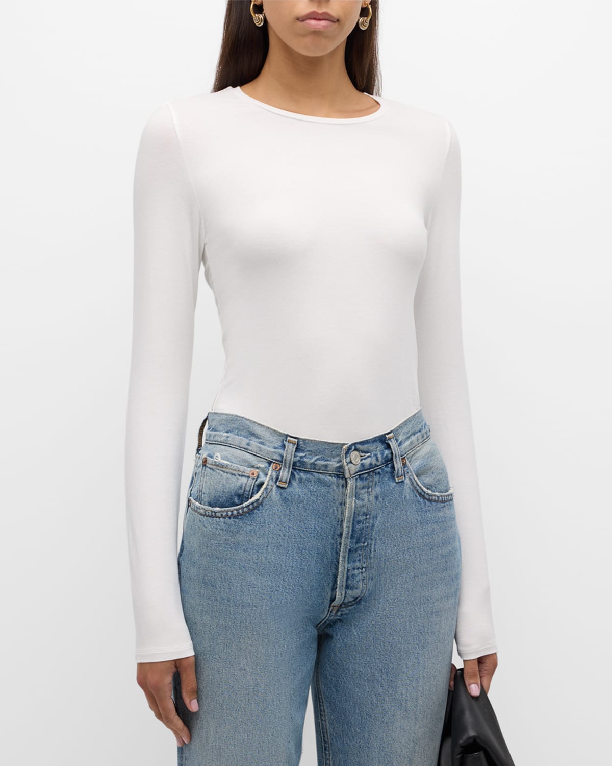 Shop Majestic Soft Touch Crewneck Top In Milk