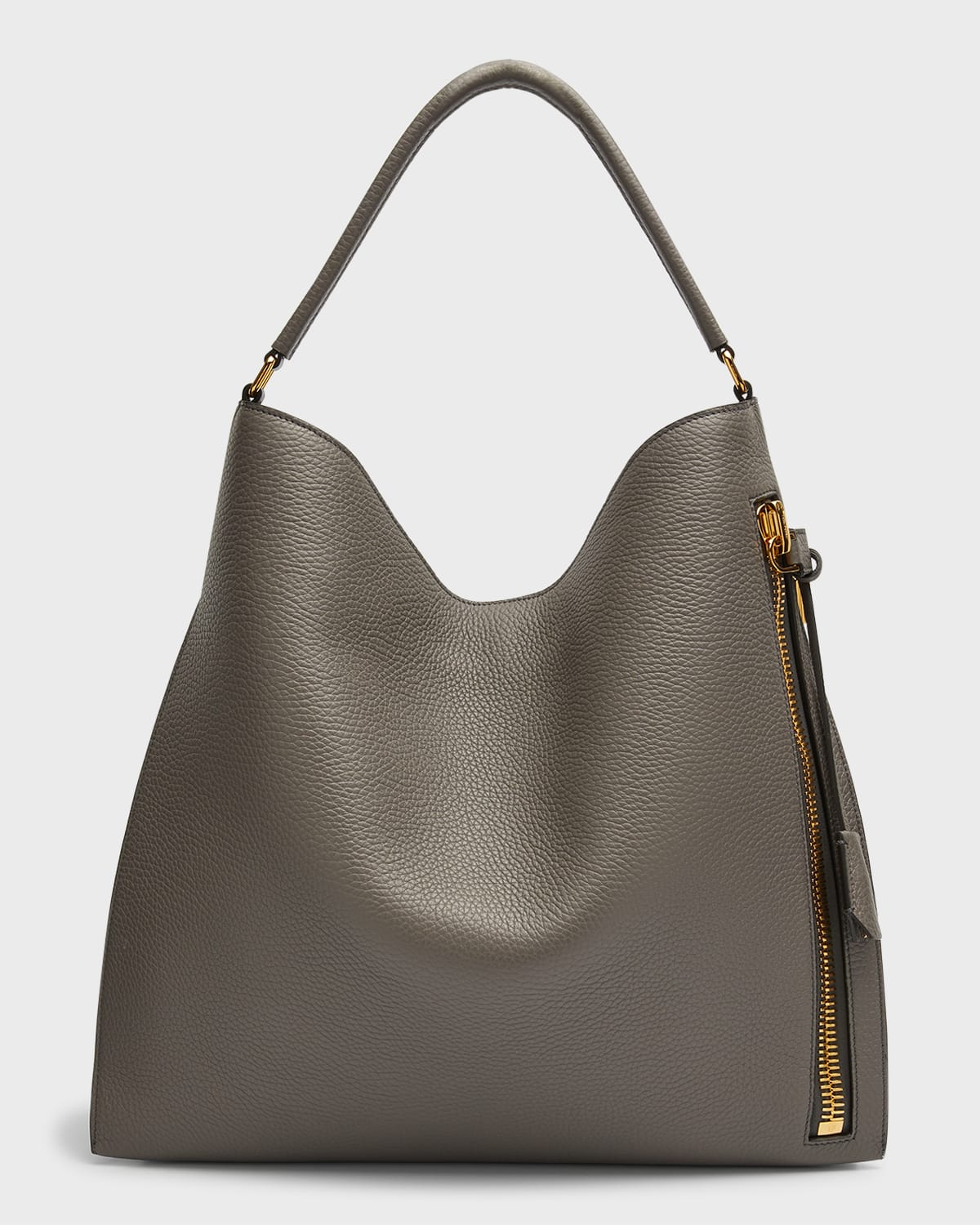 Tom Ford Alix Hobo Large In Grained Leather In Graphite