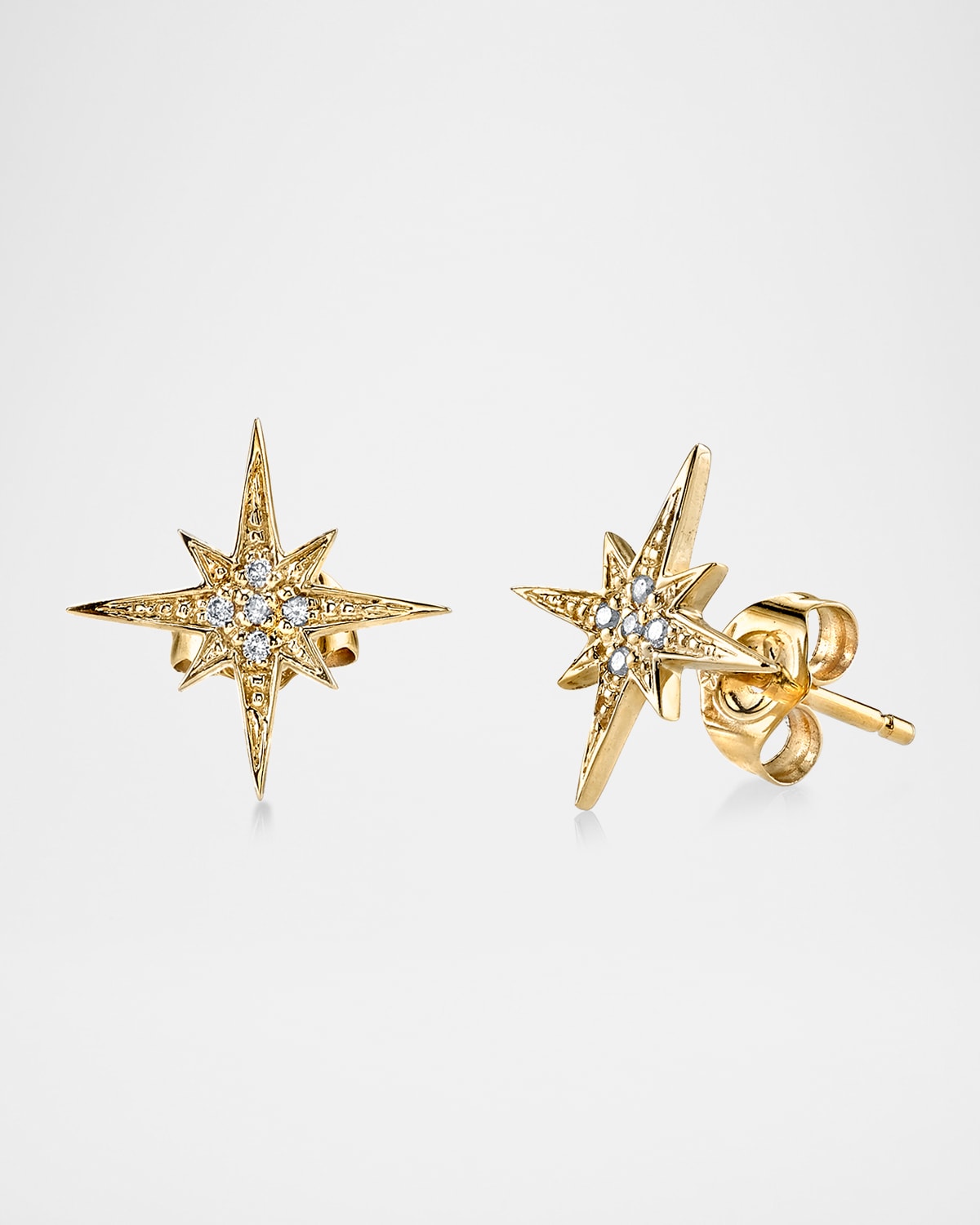 Sydney Evan Starbust 14kt Yellow Gold Stud Earring With Diamonds In Yellow Gold