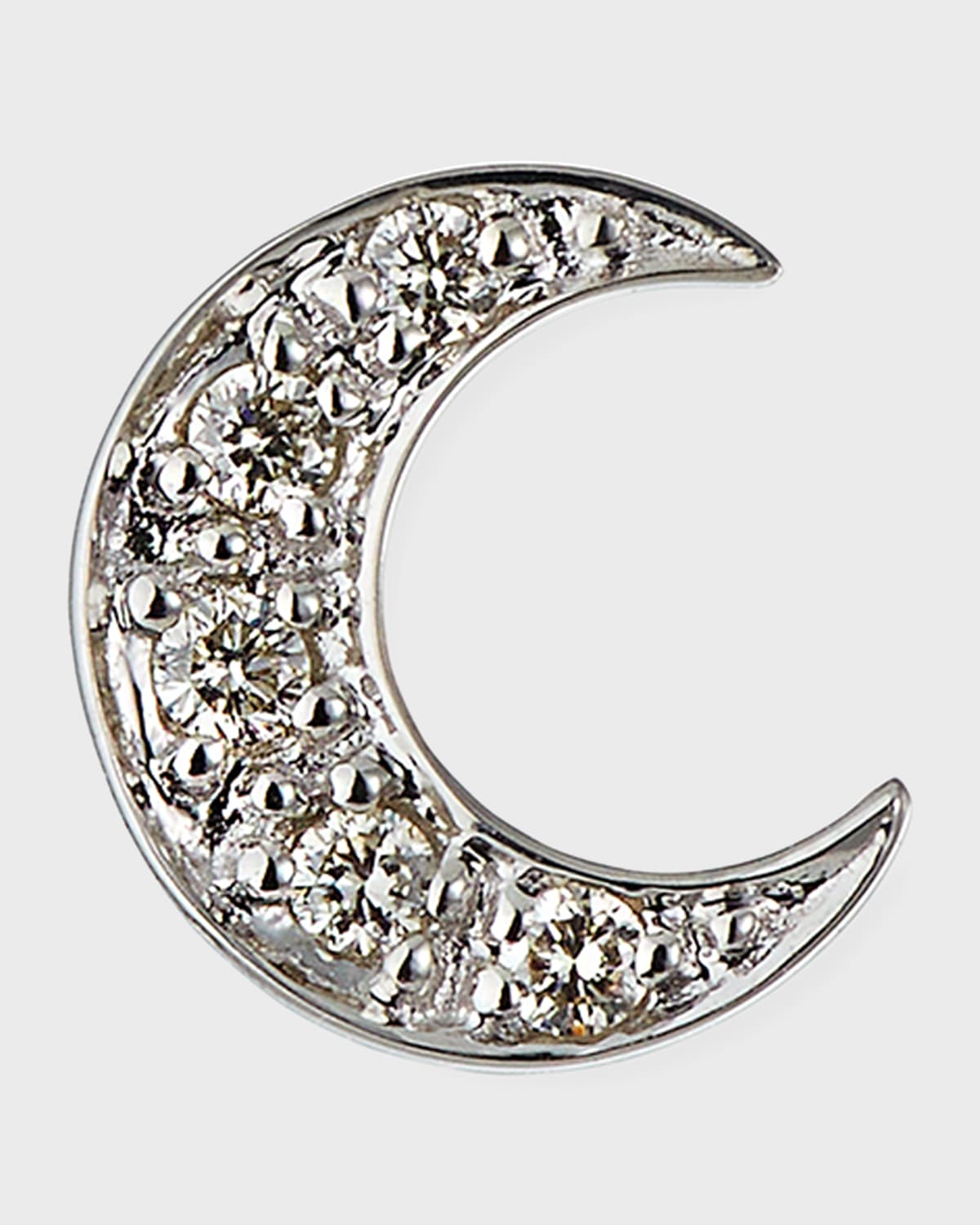 Sydney Evan 14k Pave Diamond Crescent Moon Single Stud Earring