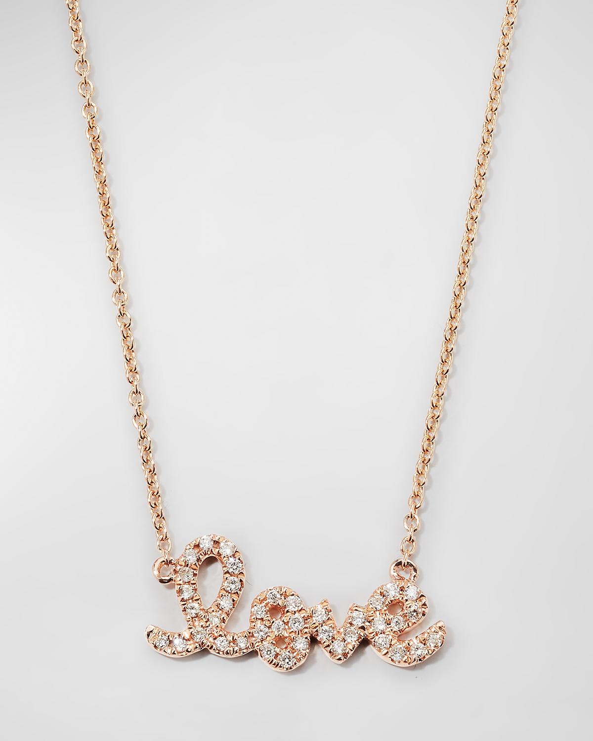 Gold Diamond Love Necklace, Small