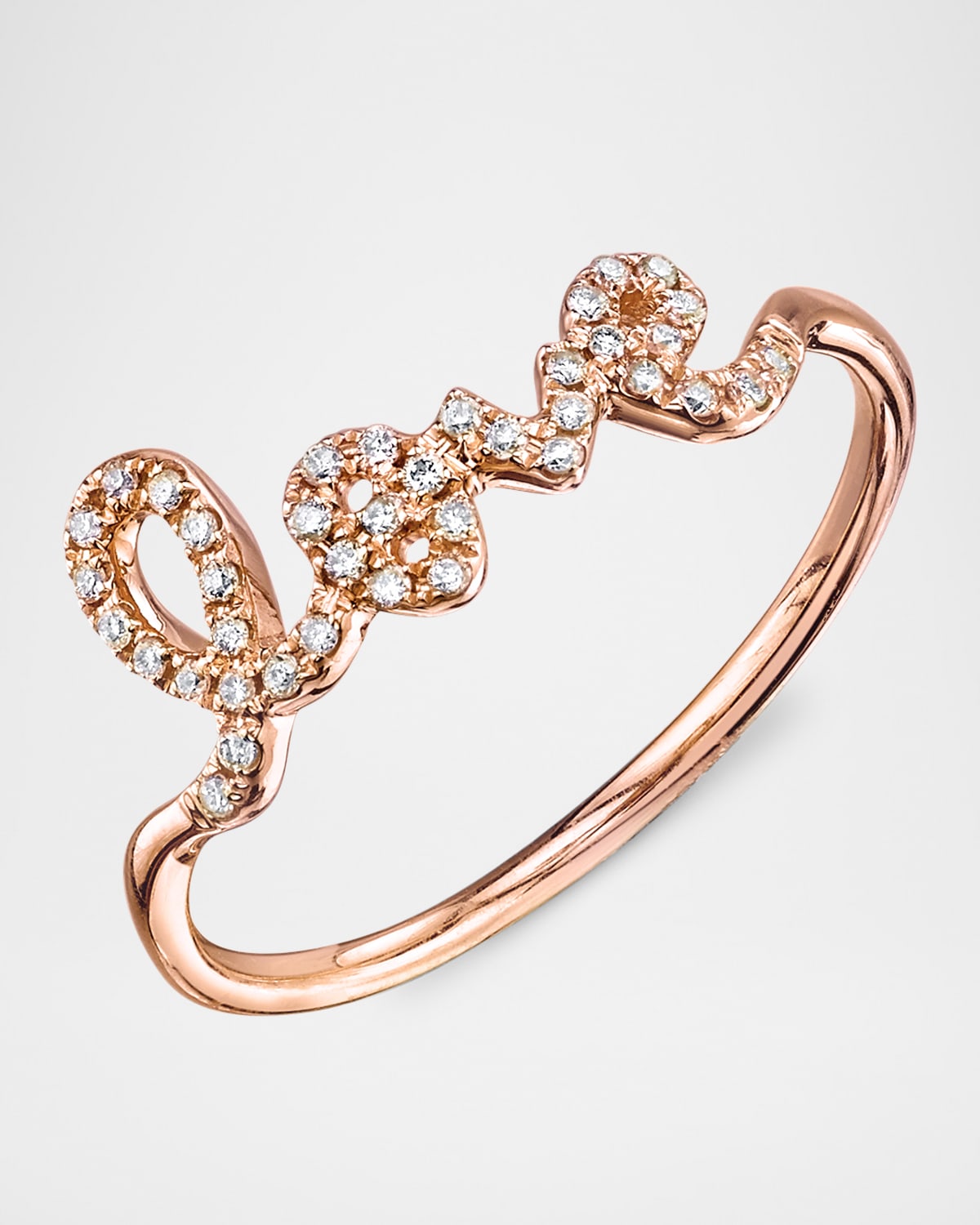 Sydney Evan 14k Gold Diamond Love Script Ring In Rose Gold