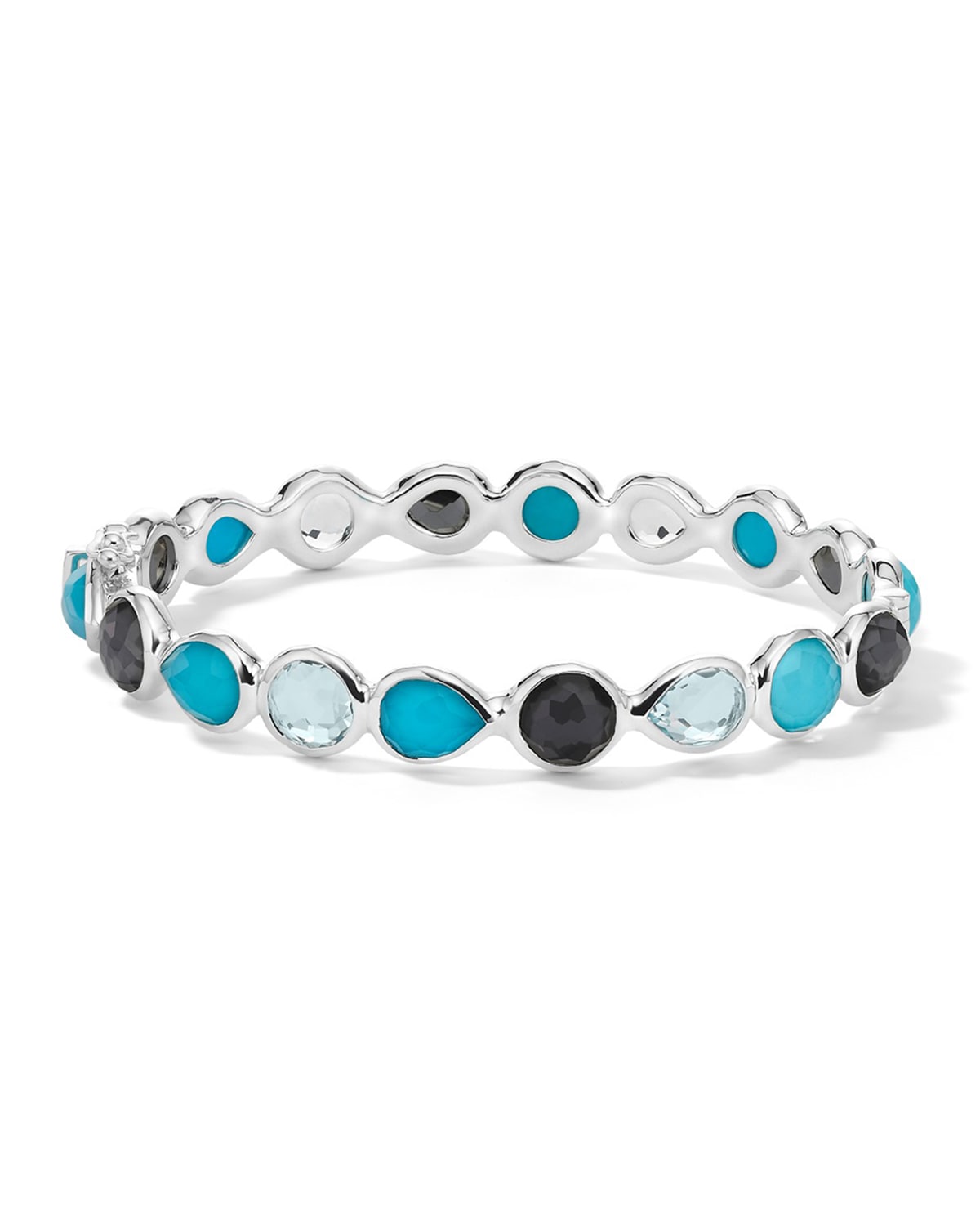 Ippolita Silver Rock Candy All Around Hinged Bangle In Maritime