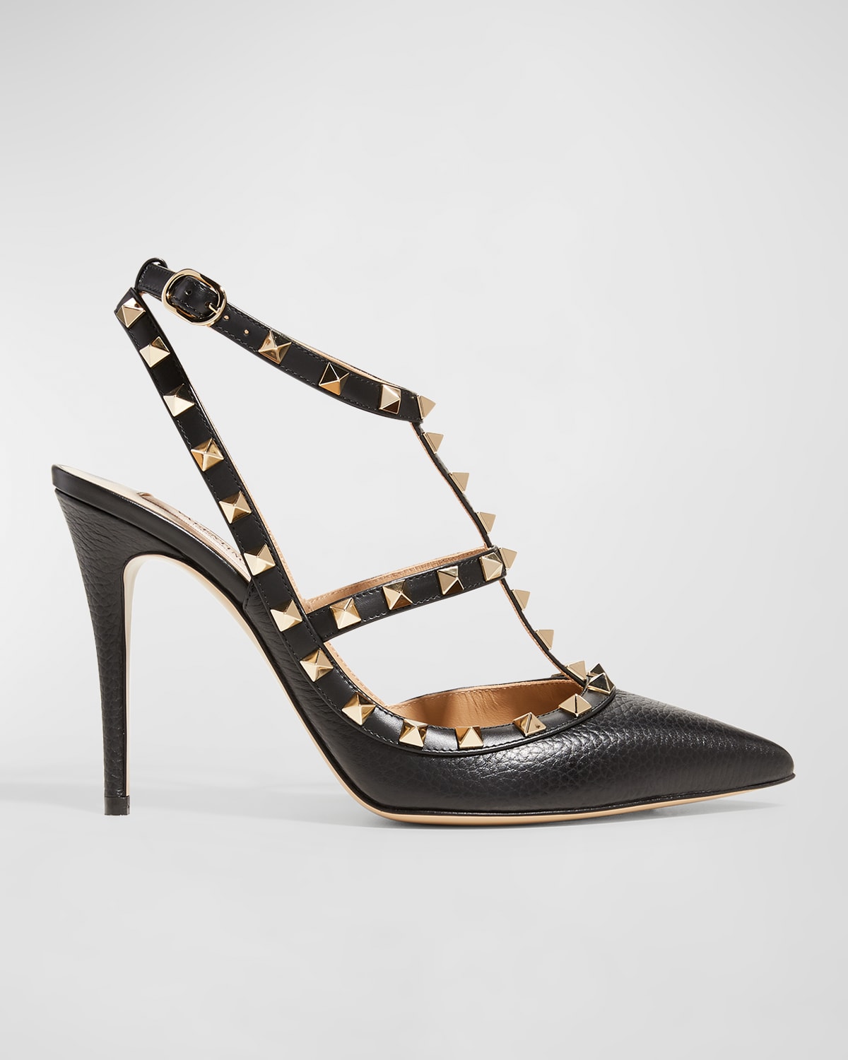 Shop Valentino Rockstud Leather Caged Pump In Black