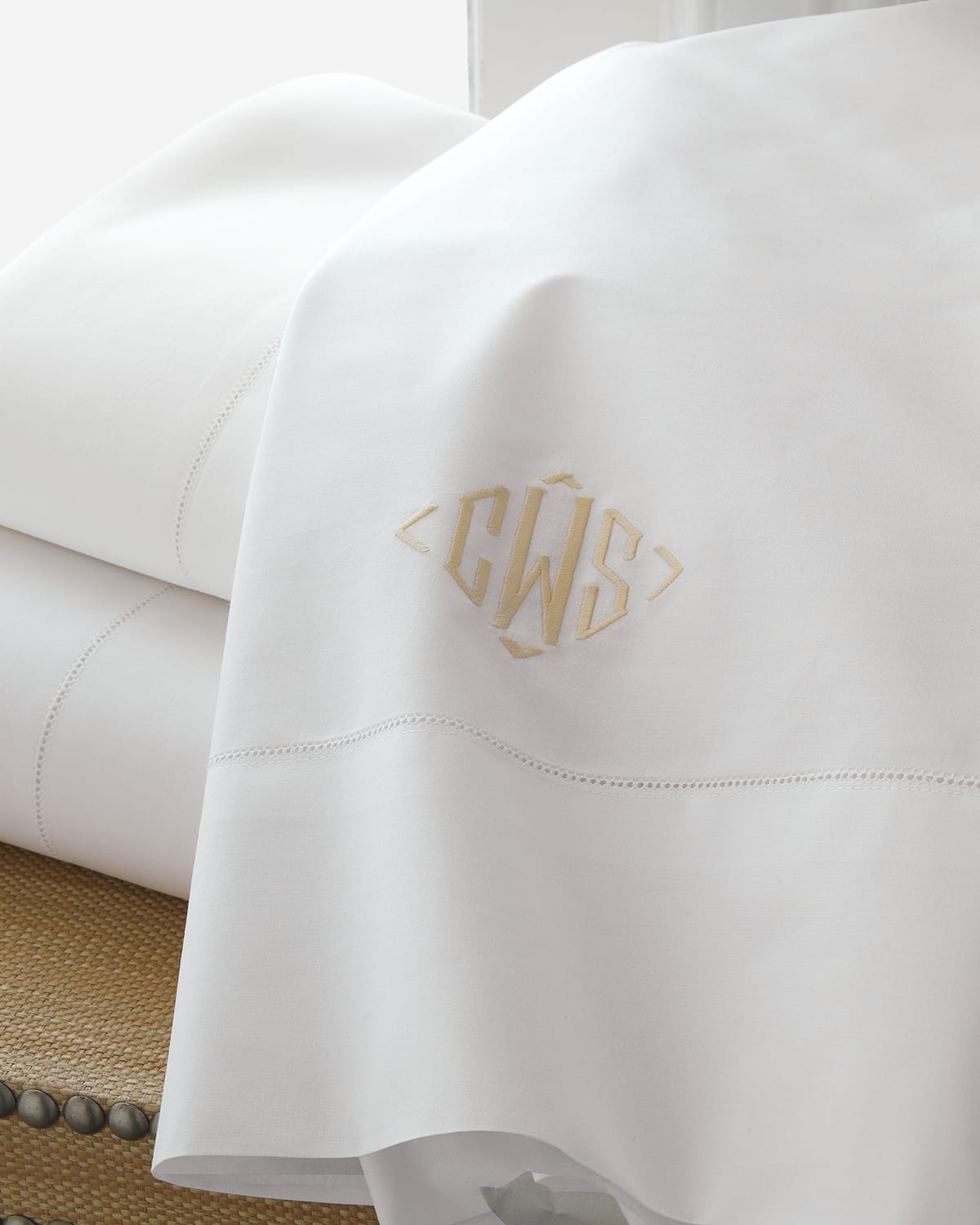 Matouk Full Key Largo Fitted Sheet In White