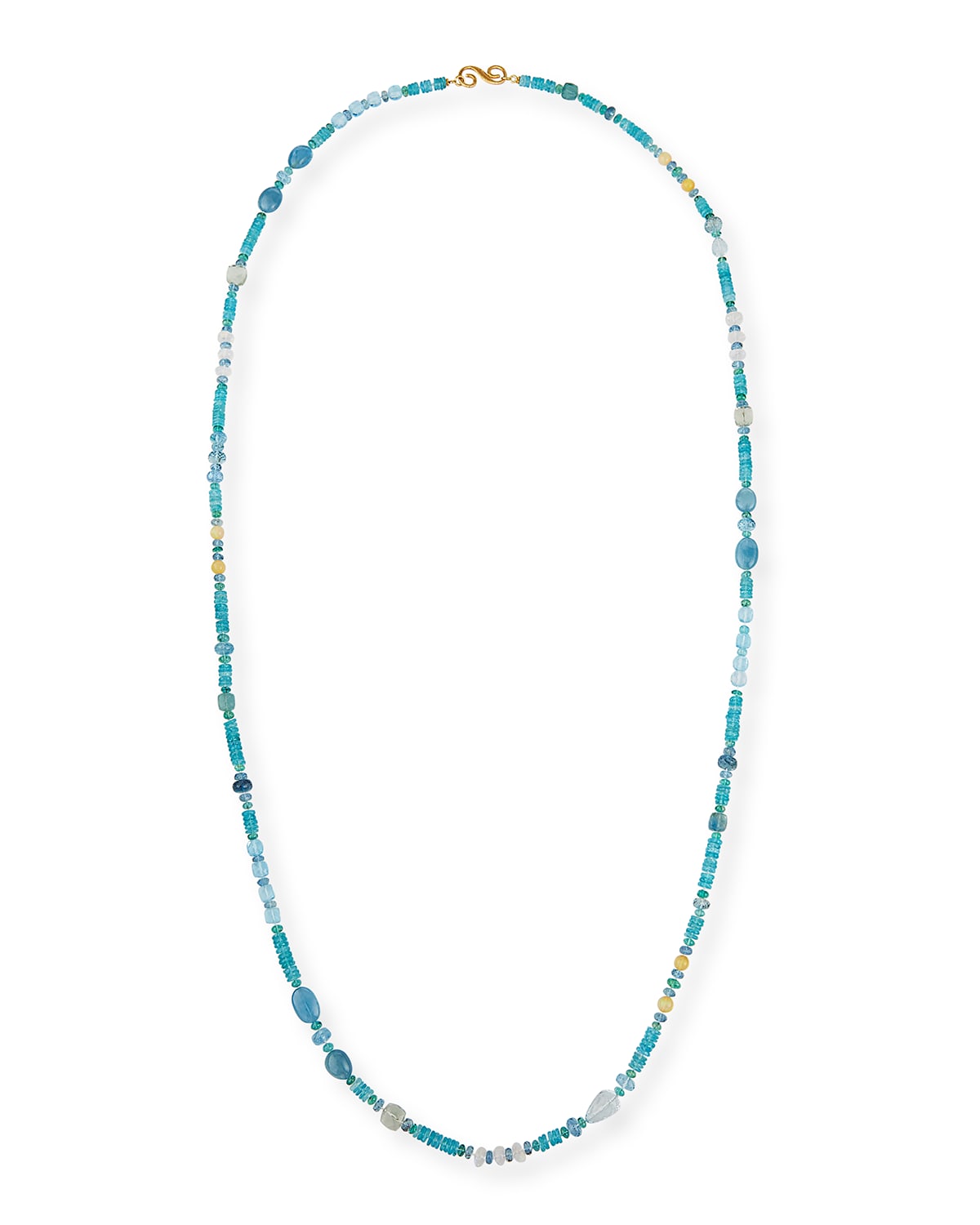 18k Bohemian Mixed-Stone Necklace, 48"L