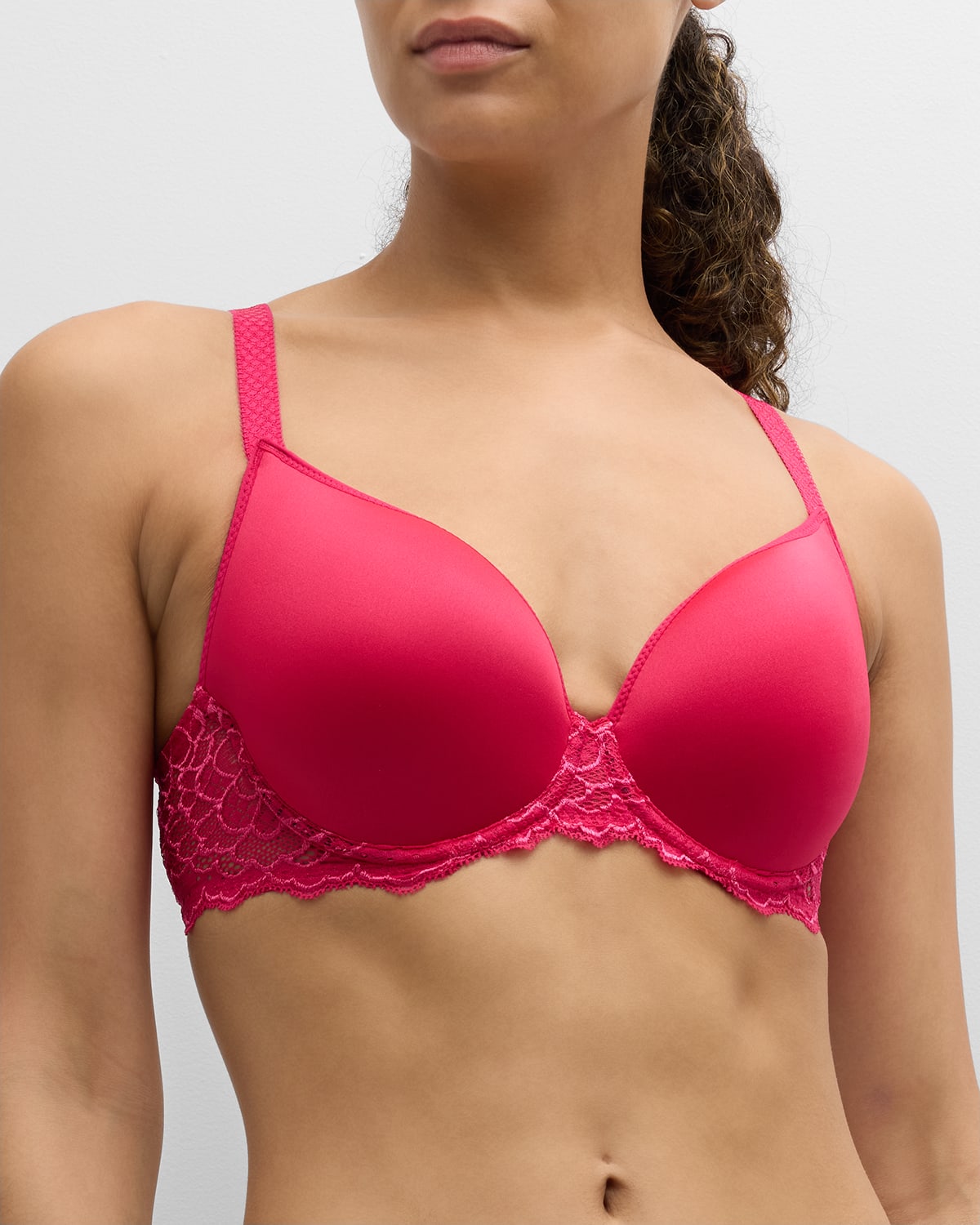 Shop Simone Perele Caresse 3d Plunge Spacer Bra In Teaberry Pink