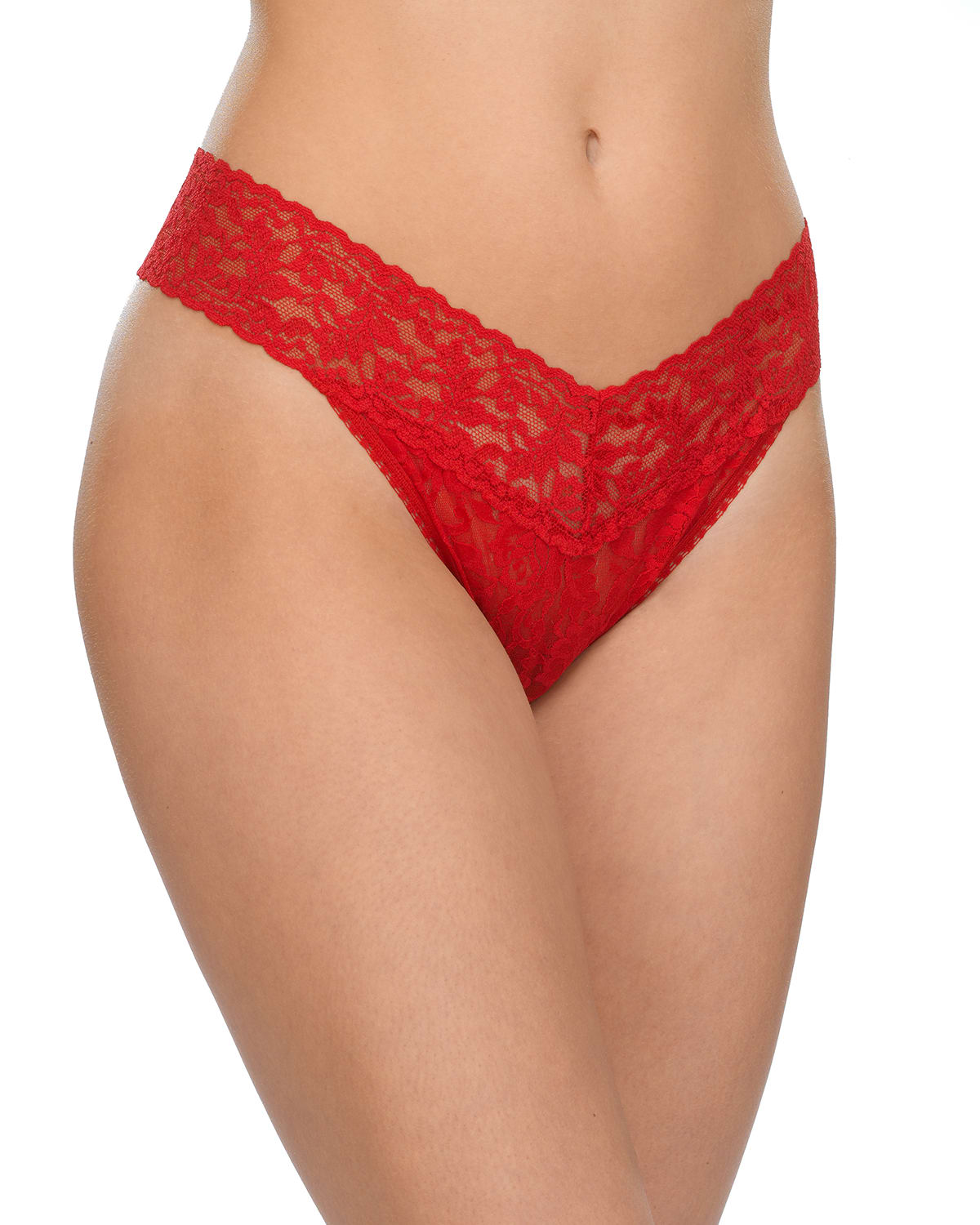 Hanky Panky Signature Lace Original-rise Rolled Thong In Red