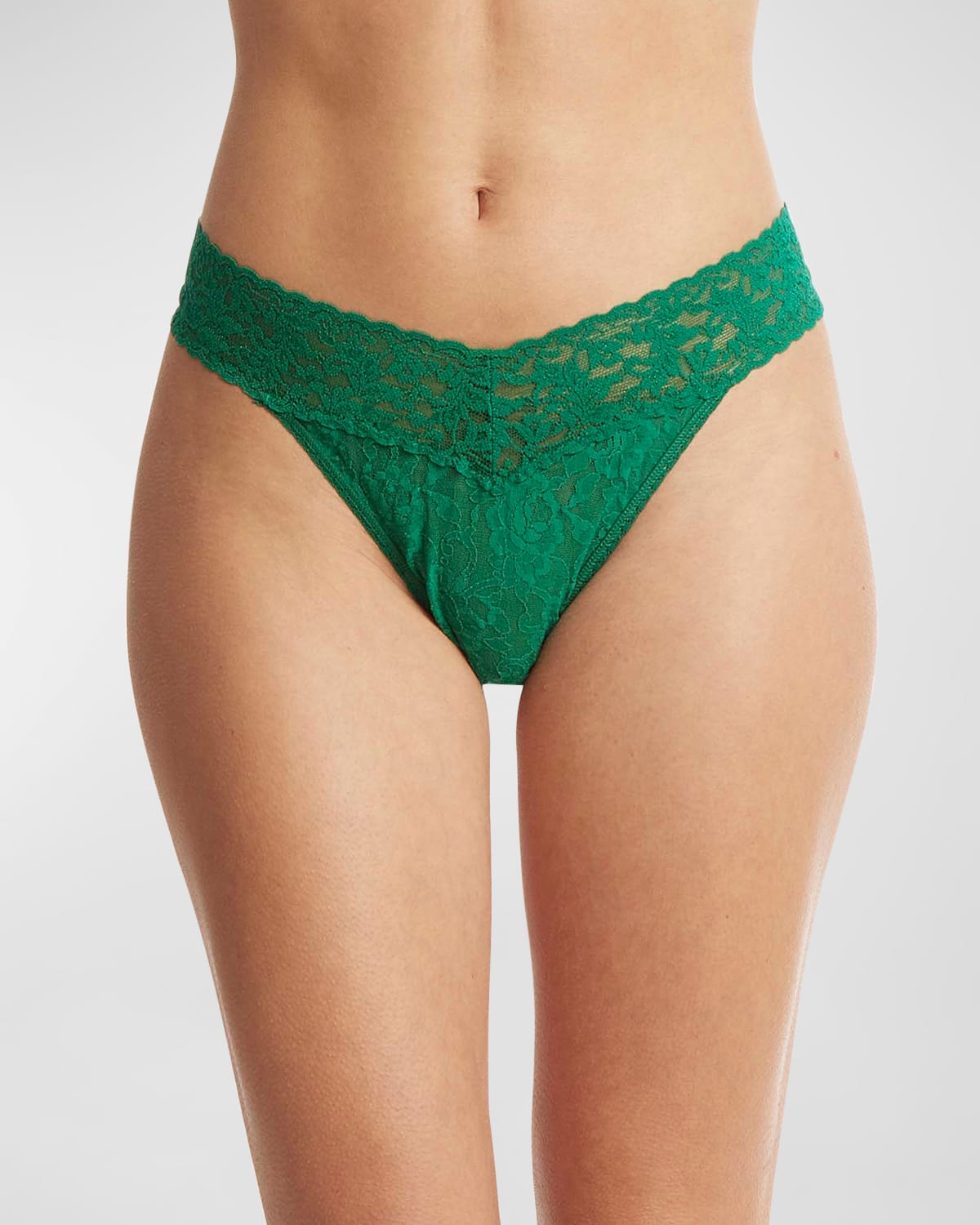 Hanky Panky Signature Lace Original Rise Thong Underwear In Green Envy