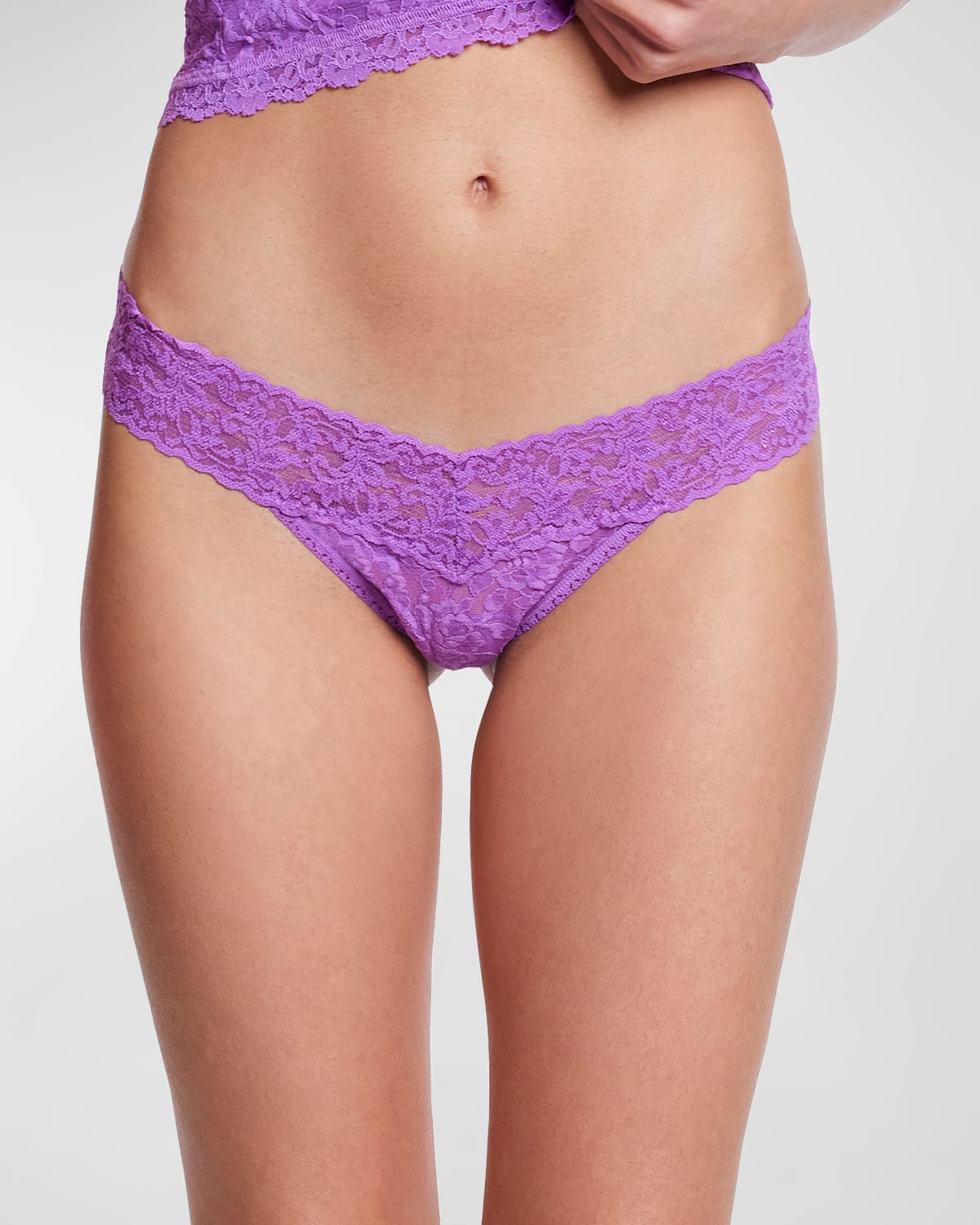 Shop Hanky Panky Signature Lace Low-rise Thong In Violet Haze (purple)