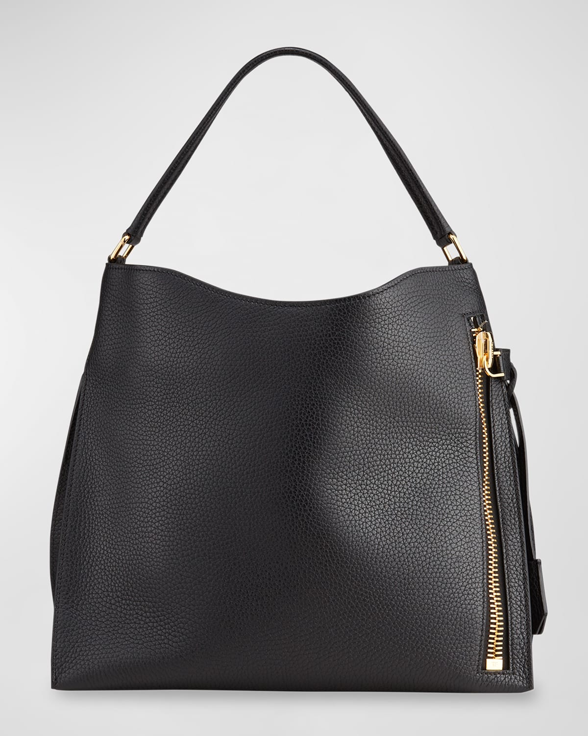 Tom Ford Small Alix Hobo Shoulder Bag In Graphite Grain Leather In Black