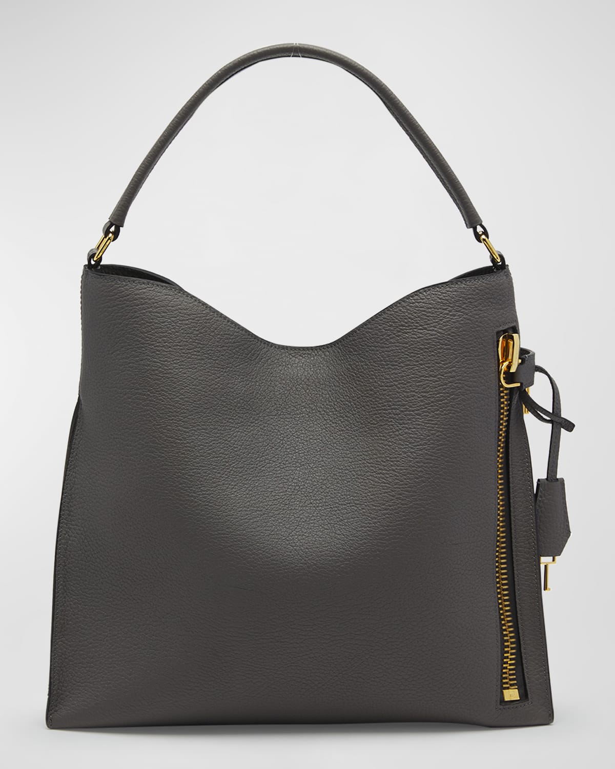 Tom Ford Alix Hobo Small In Grained Leather In Graphite