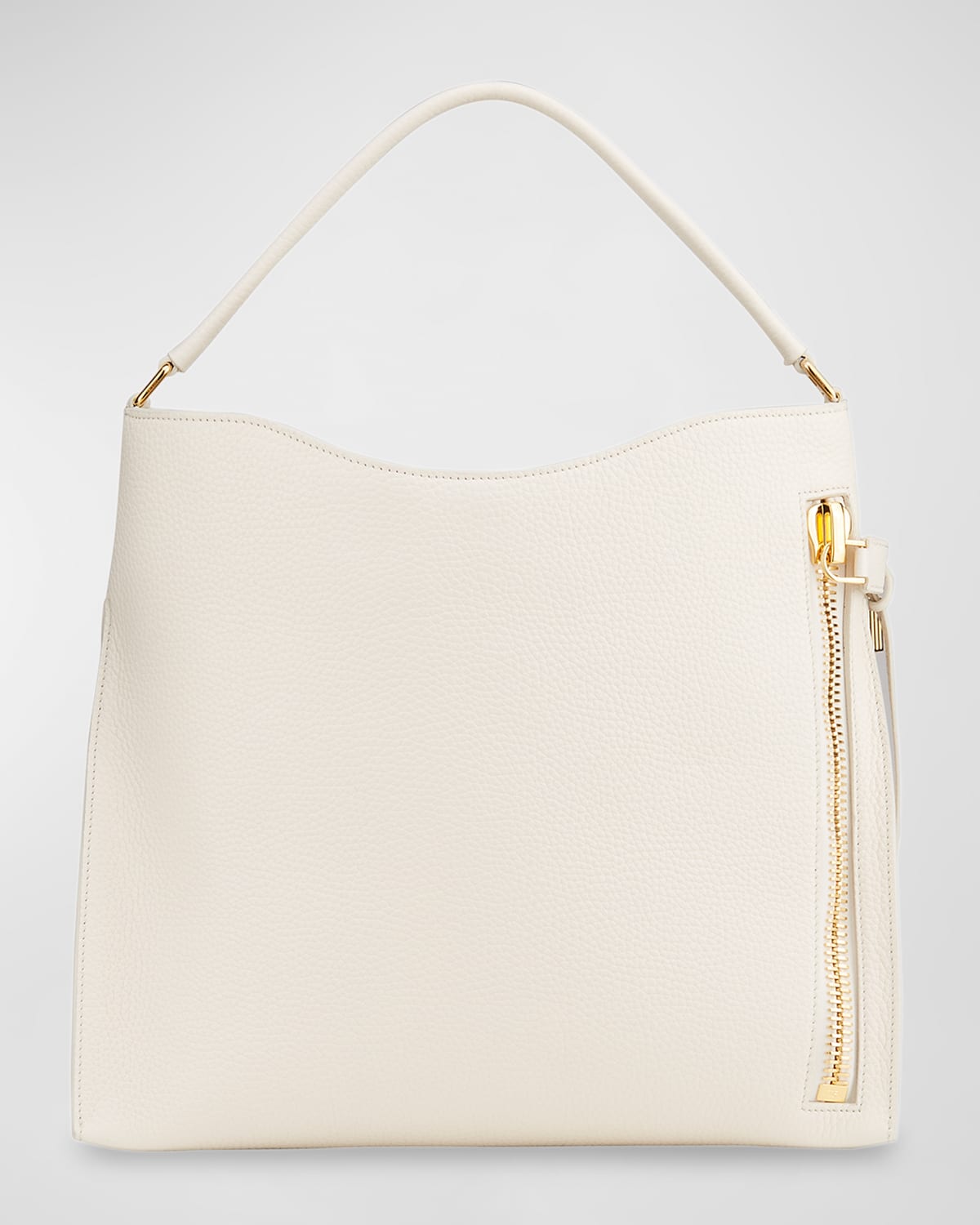 Tom Ford Alix Hobo Small In Grained Leather In Chalk