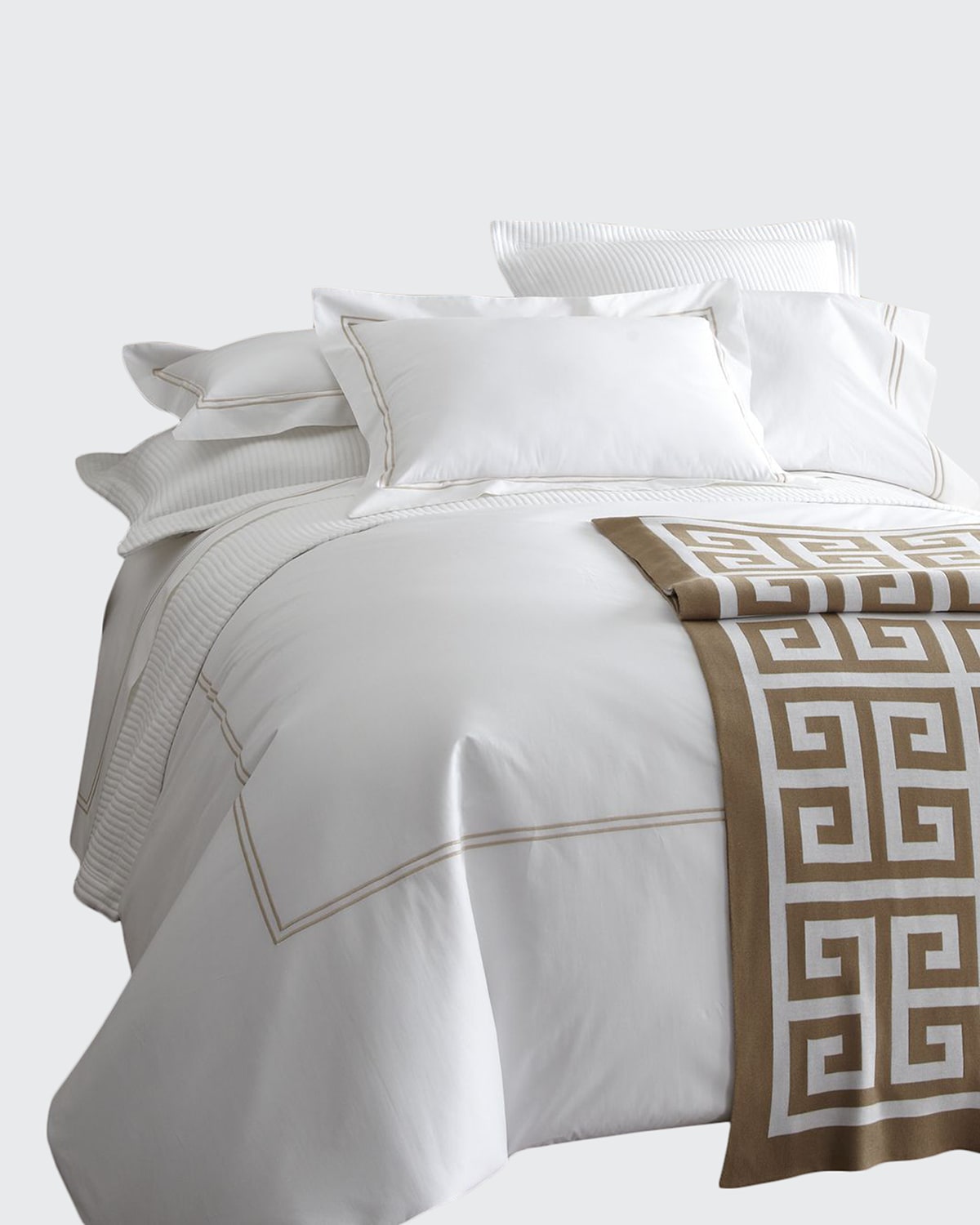 Sferra Standard Resort Sham In White/taupe