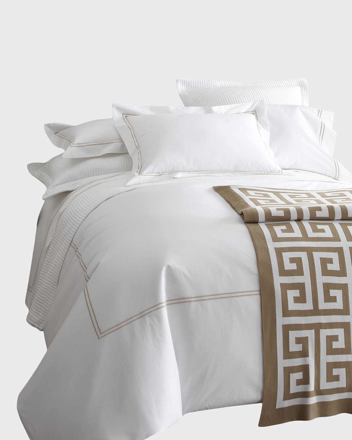 Shop Sferra King Resort Duvet Cover In White/taupe