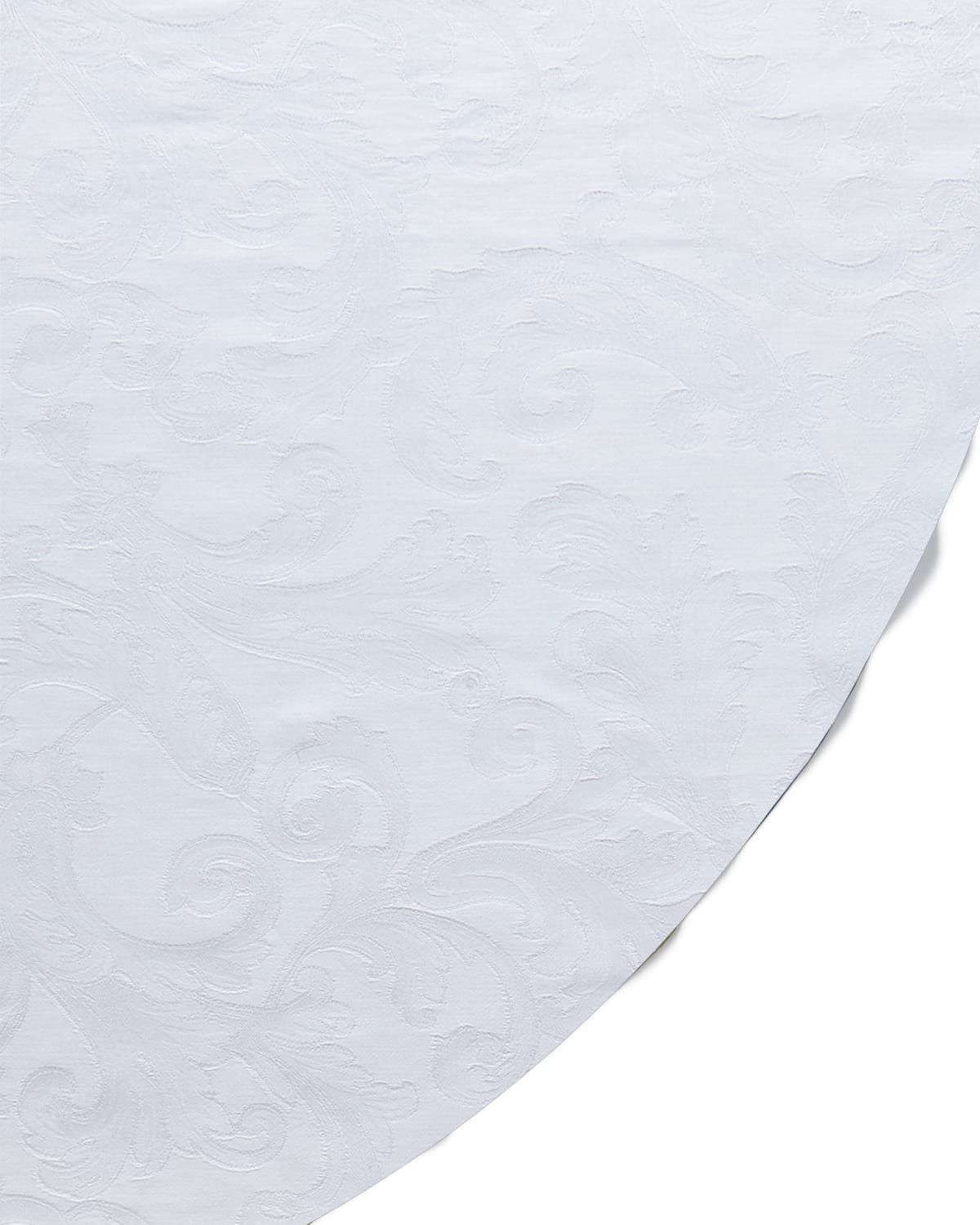 Sferra Acanthus Jacquard Round Tablecloth, 90"dia In White